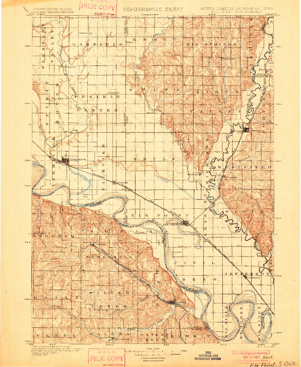 USGS 1:125000-SCALE QUADRANGLE FOR ELK POINT, SD 1901