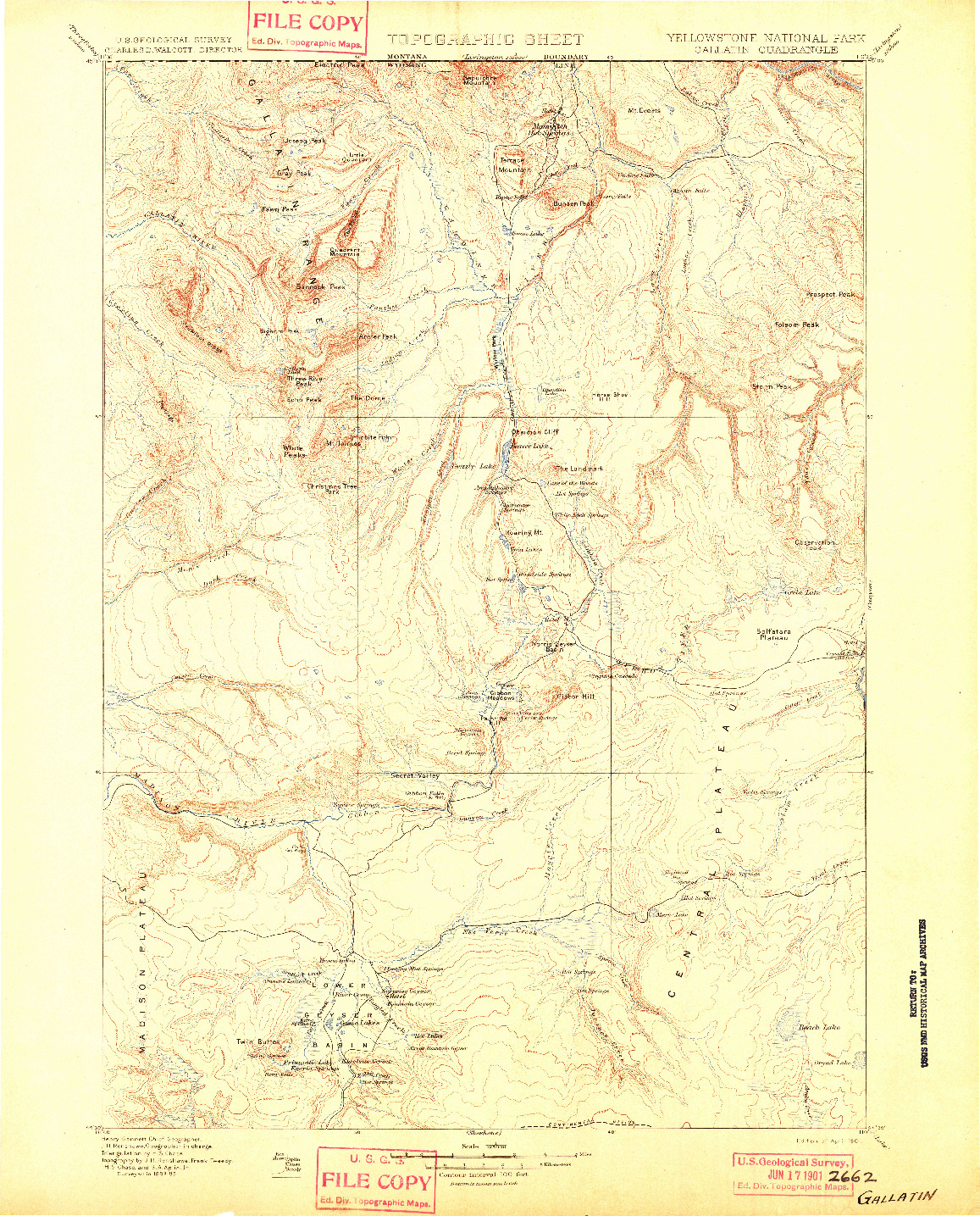 USGS 1:125000-SCALE QUADRANGLE FOR GALLATIN, WY 1901