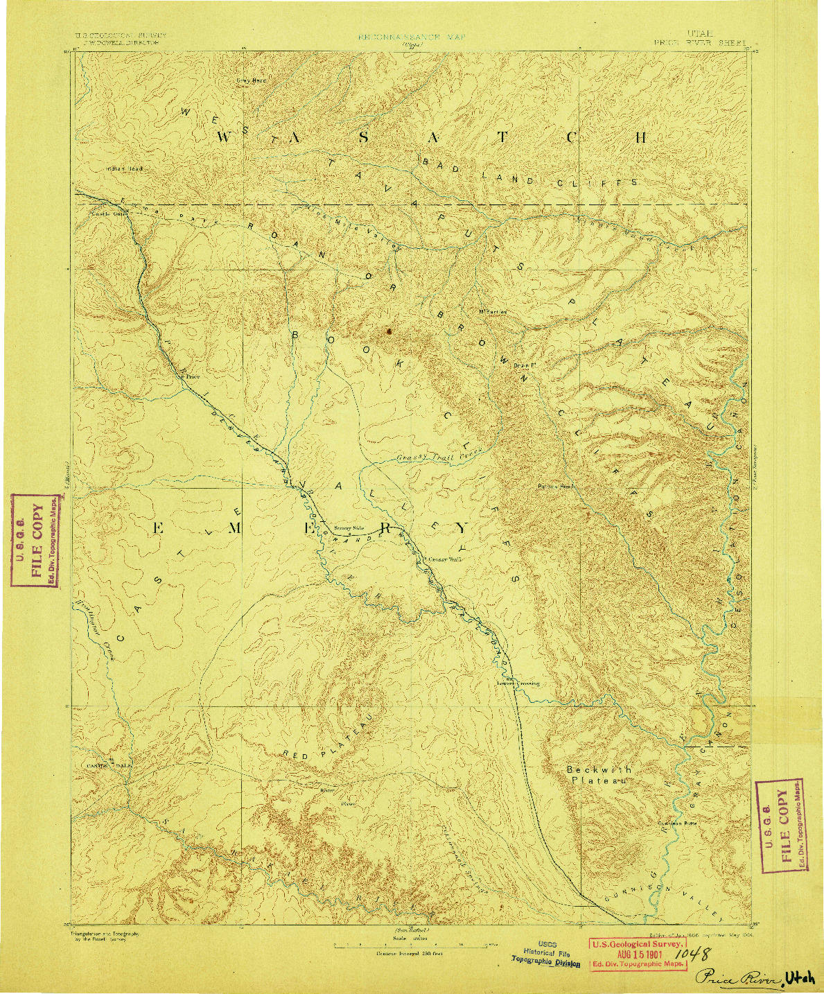 USGS 1:250000-SCALE QUADRANGLE FOR PRICE RIVER, UT 1886