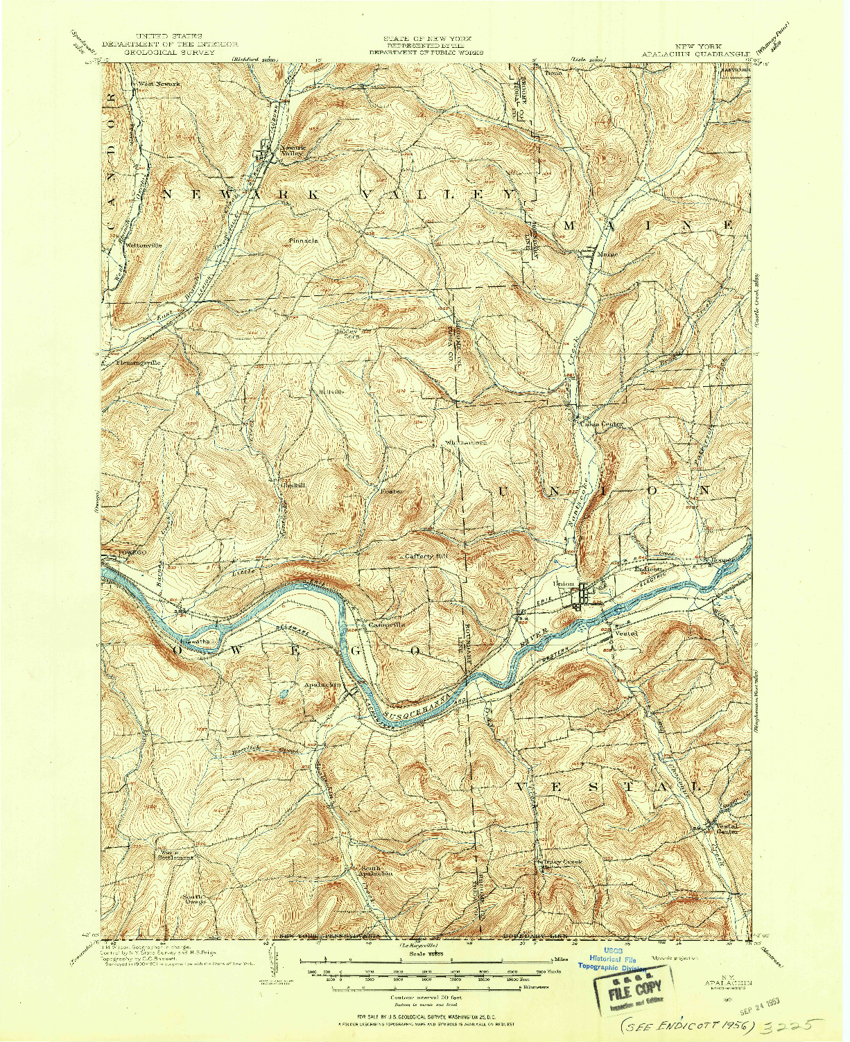 USGS 1:62500-SCALE QUADRANGLE FOR APALACHIN, NY 1901