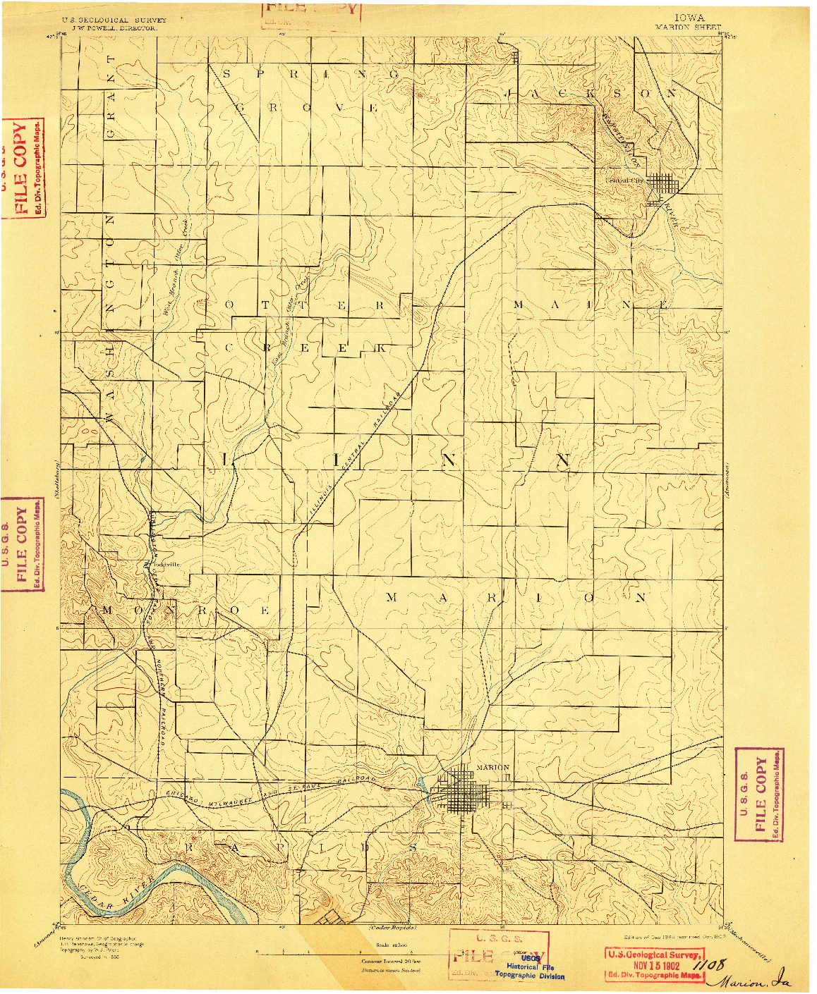 USGS 1:62500-SCALE QUADRANGLE FOR MARION, IA 1889