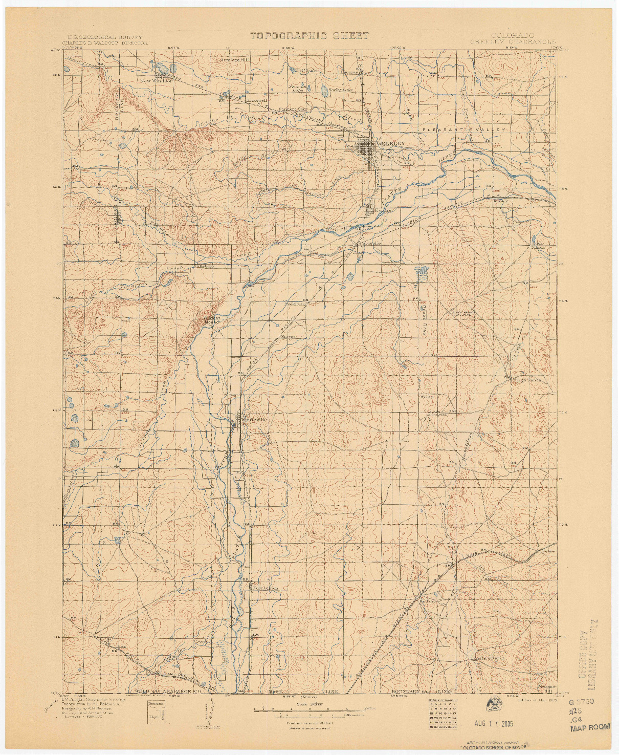 USGS 1:125000-SCALE QUADRANGLE FOR GREELEY, CO 1902
