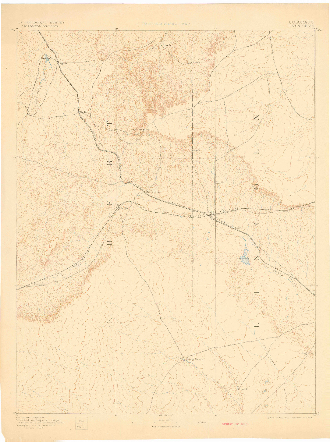 USGS 1:125000-SCALE QUADRANGLE FOR LIMON, CO 1892