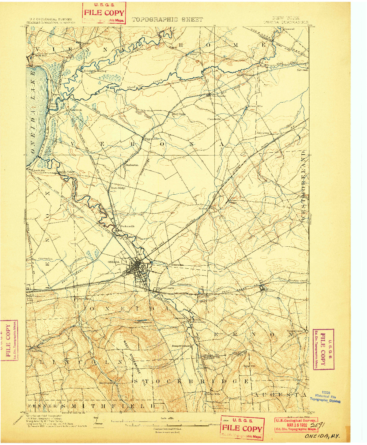 USGS 1:62500-SCALE QUADRANGLE FOR ONEIDA, NY 1902