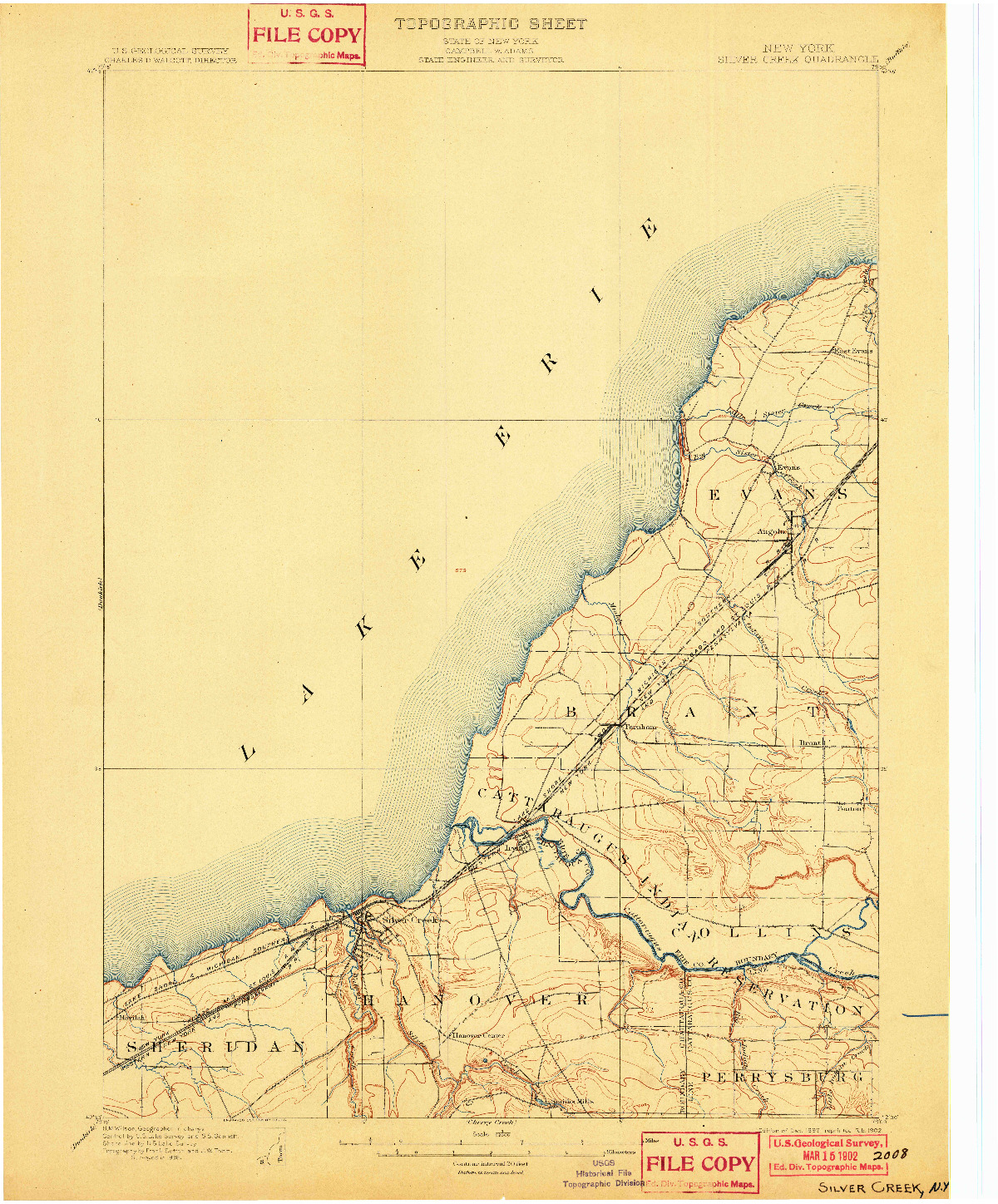 USGS 1:62500-SCALE QUADRANGLE FOR SILVER CREEK, NY 1899