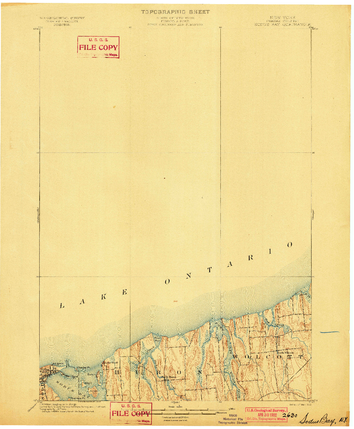 USGS 1:62500-SCALE QUADRANGLE FOR SODUS BAY, NY 1902