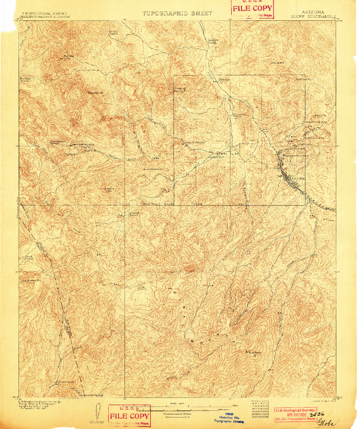 USGS 1:62500-SCALE QUADRANGLE FOR GLOBE, AZ 1902
