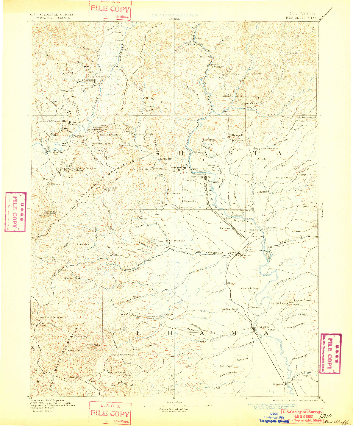 USGS 1:250000-SCALE QUADRANGLE FOR RED BLUFF, CA 1894