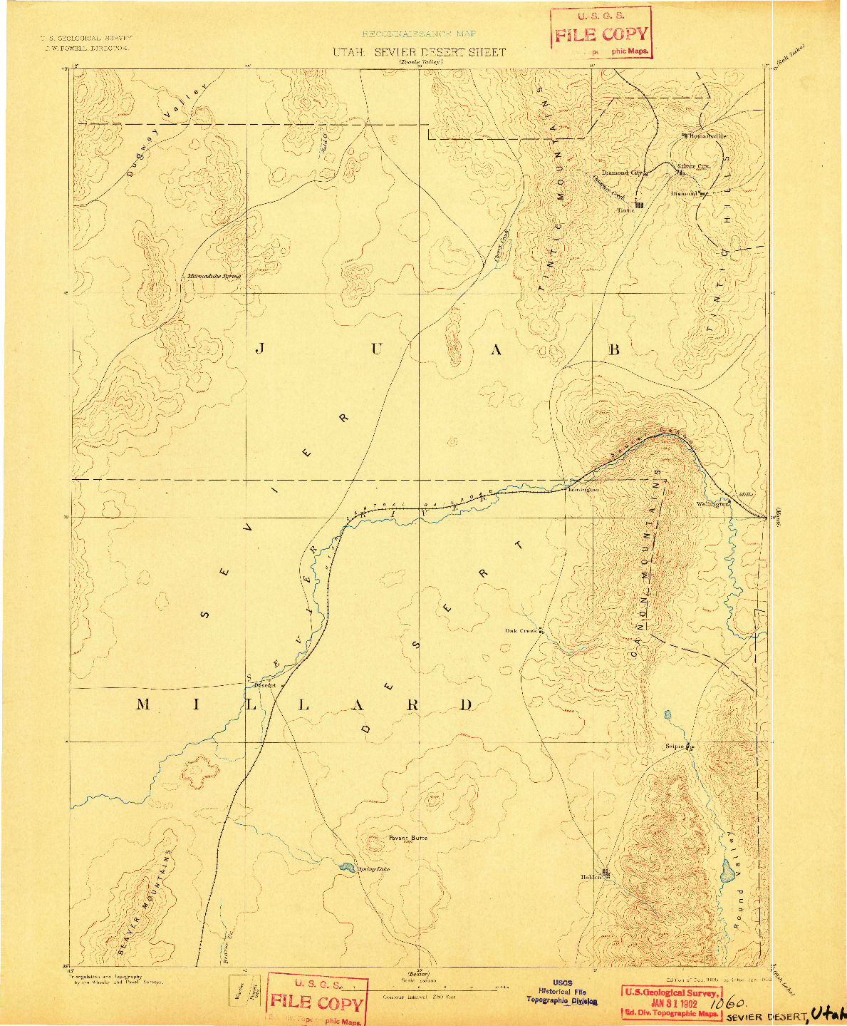 USGS 1:250000-SCALE QUADRANGLE FOR SEVIER DESERT, UT 1885