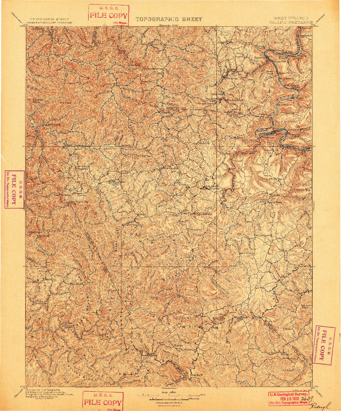 USGS 1:125000-SCALE QUADRANGLE FOR RALEIGH, WV 1902