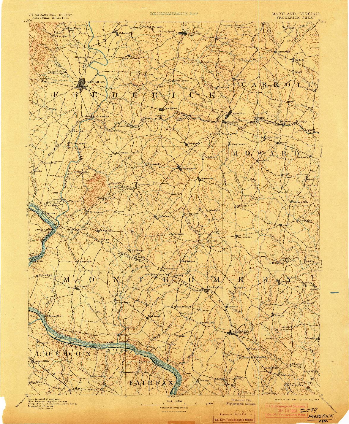 USGS 1:125000-SCALE QUADRANGLE FOR FREDERICK, MD 1894
