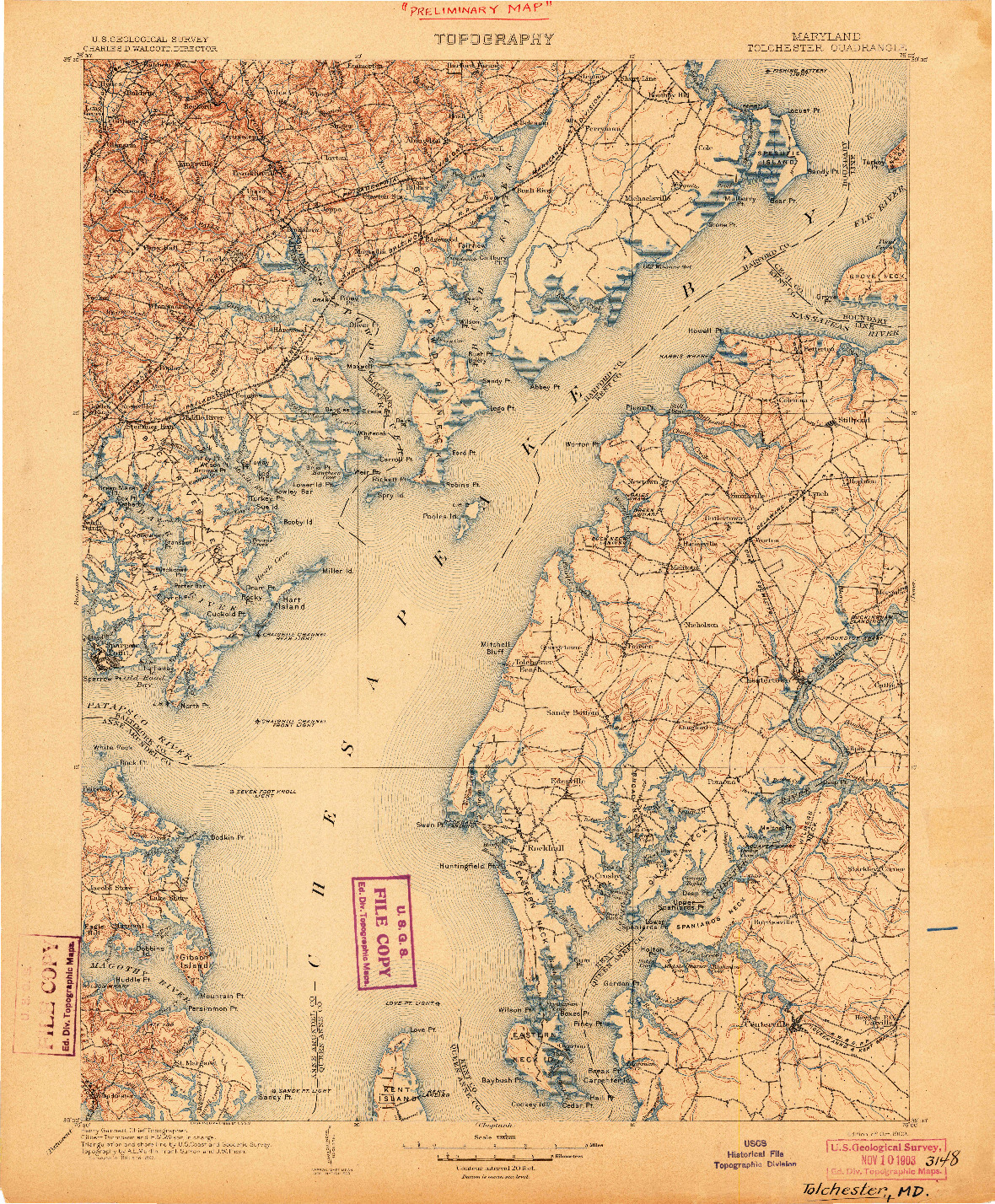 USGS 1:125000-SCALE QUADRANGLE FOR TOLCHESTER, MD 1903