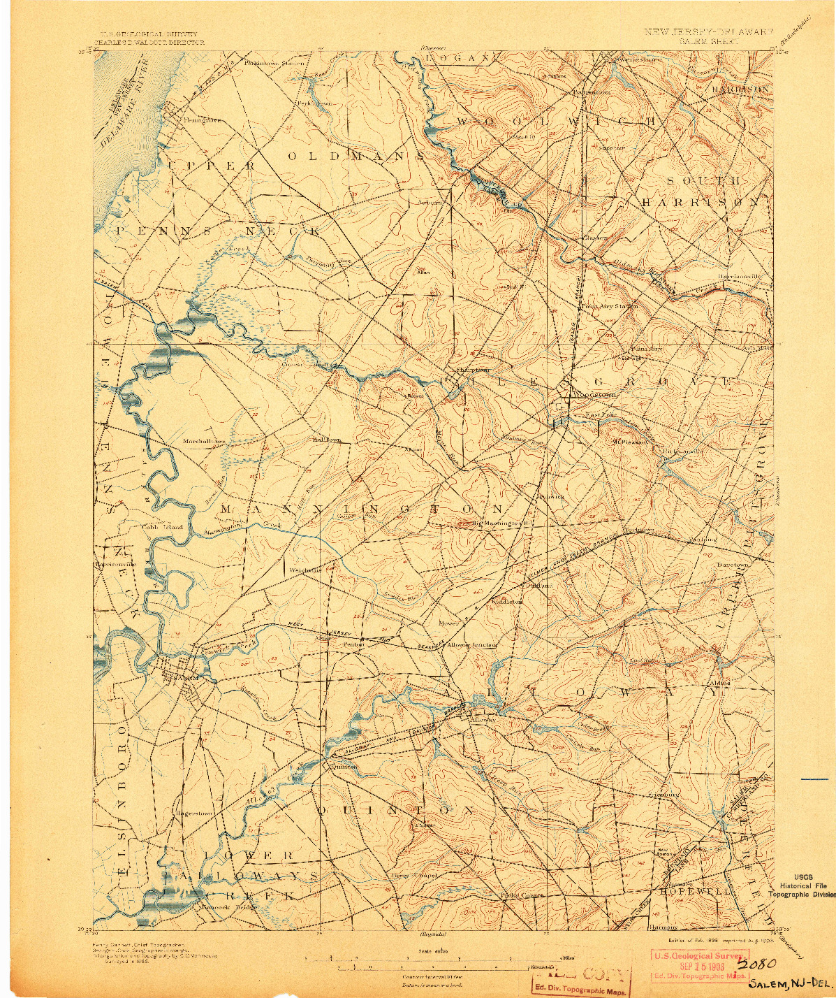 USGS 1:62500-SCALE QUADRANGLE FOR SALEM, NJ 1898