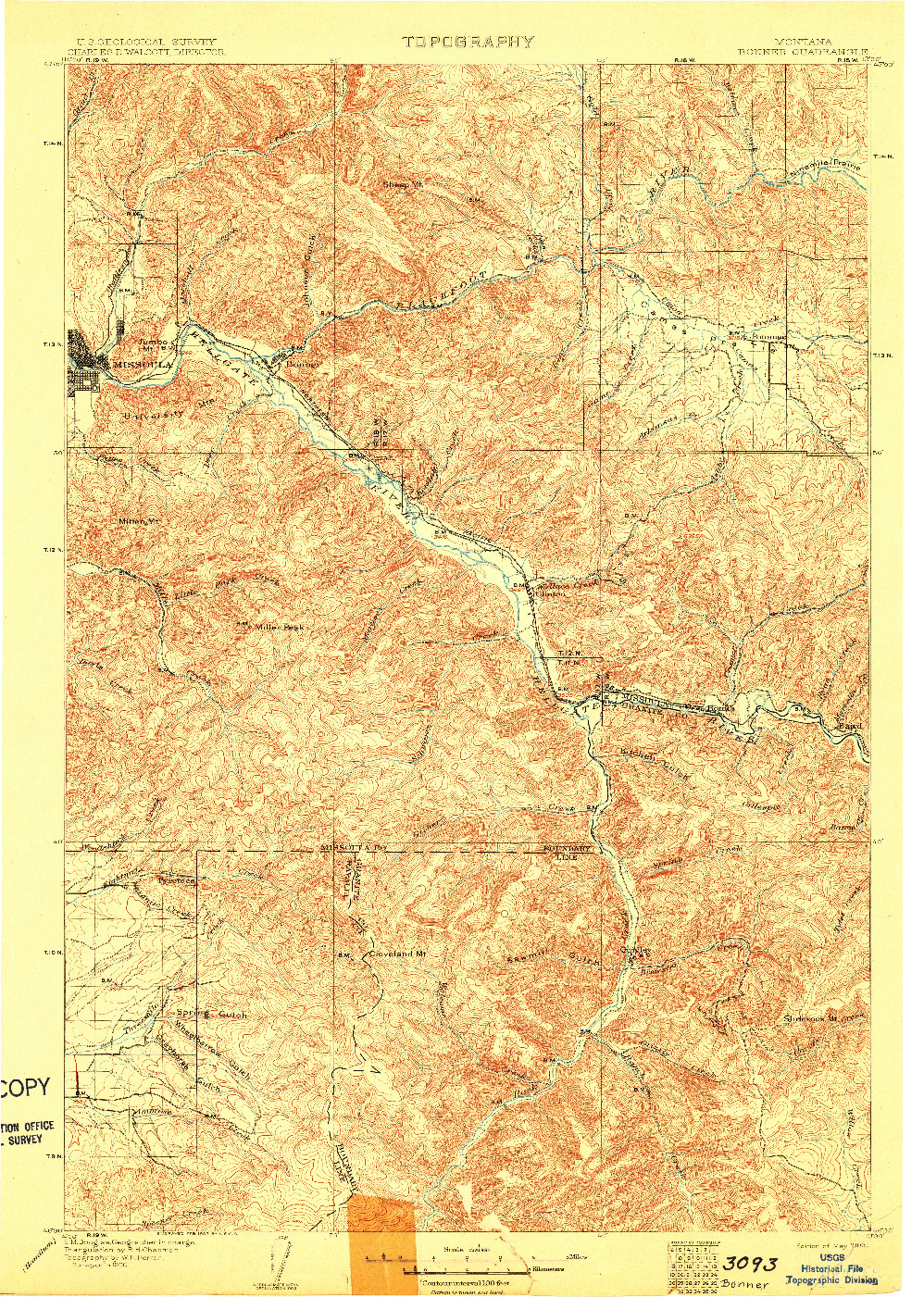 USGS 1:125000-SCALE QUADRANGLE FOR BONNER, MT 1903