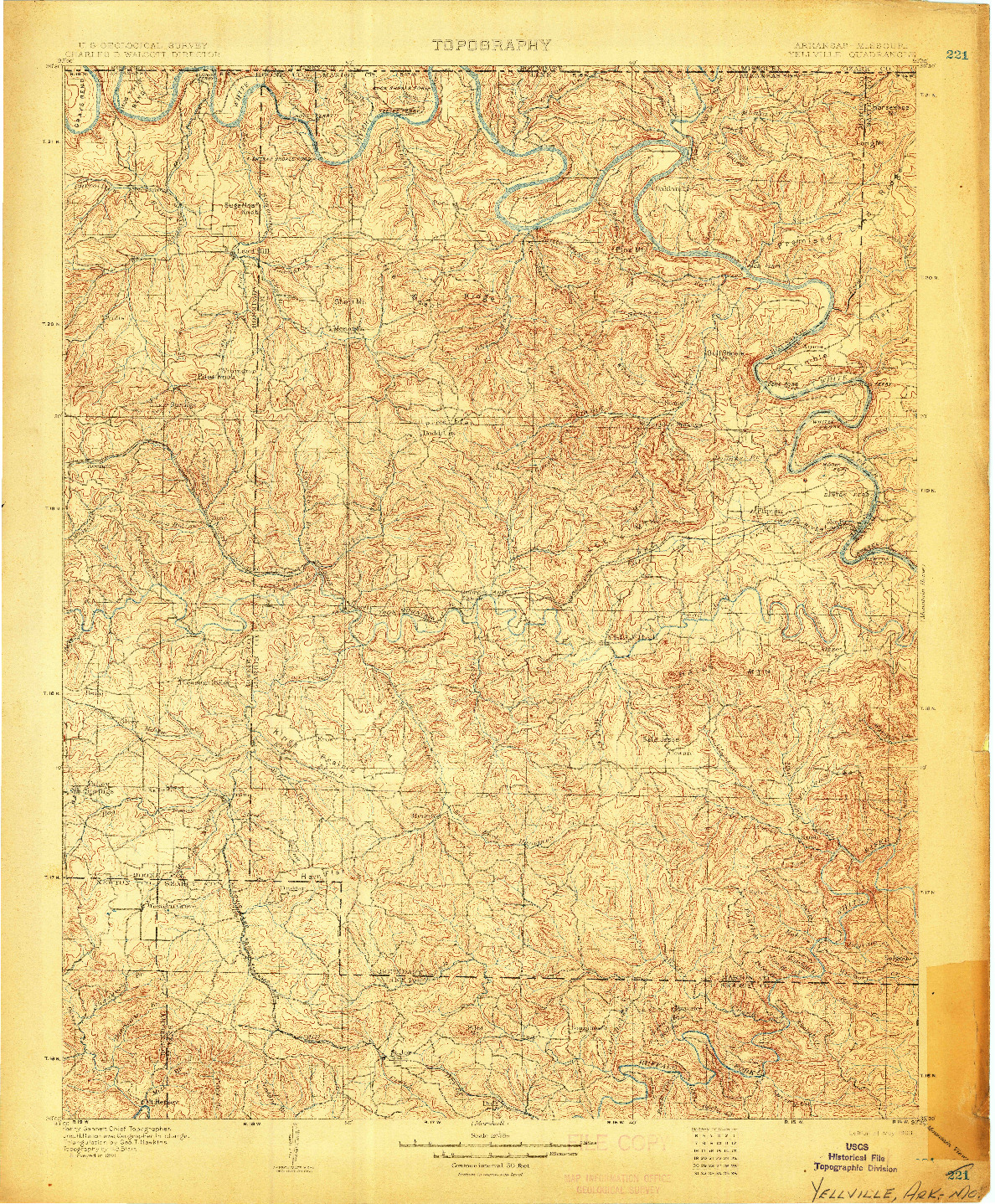 USGS 1:125000-SCALE QUADRANGLE FOR YELLVILLE, AR 1903