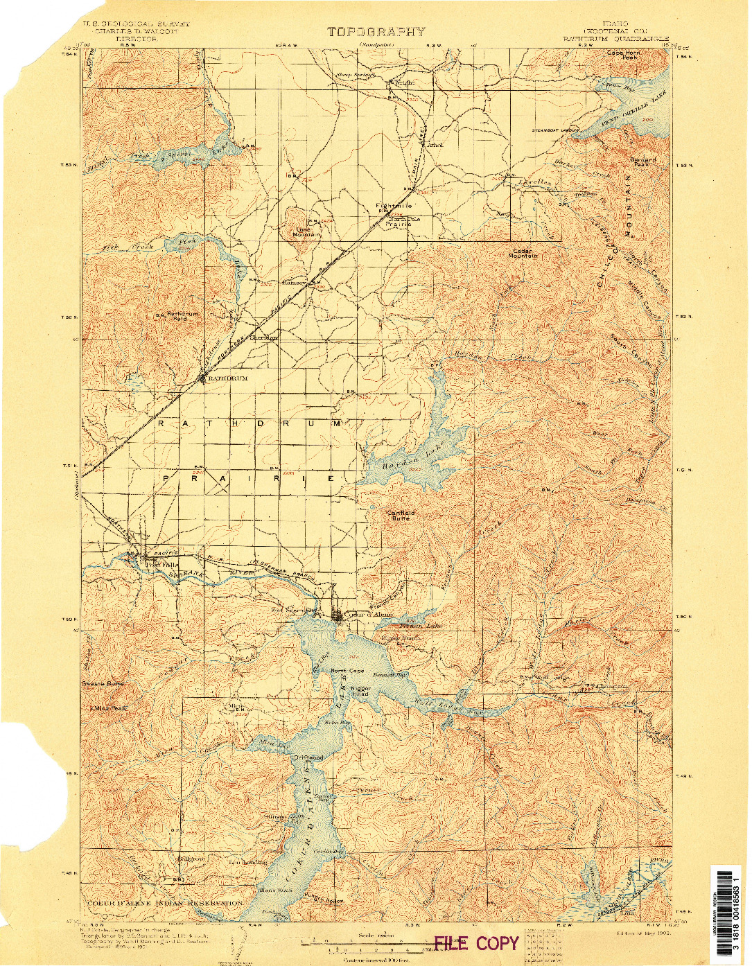 USGS 1:125000-SCALE QUADRANGLE FOR RATHDRUM, ID 1903