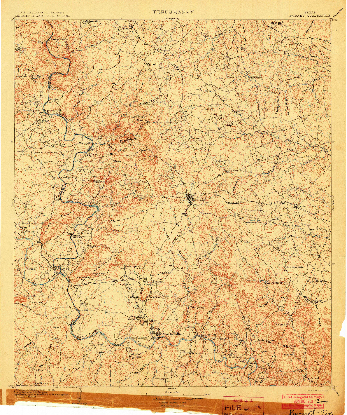 USGS 1:125000-SCALE QUADRANGLE FOR BURNET, TX 1903