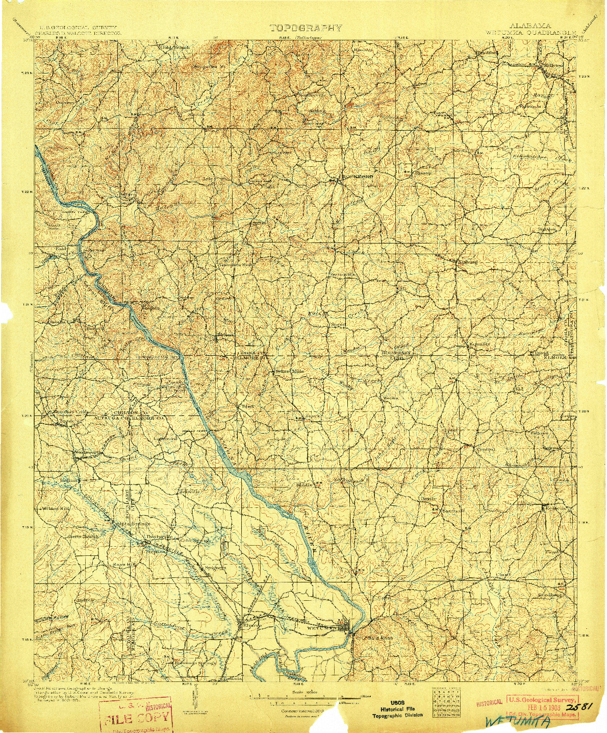 USGS 1:125000-SCALE QUADRANGLE FOR WETUMPKA, AL 1903