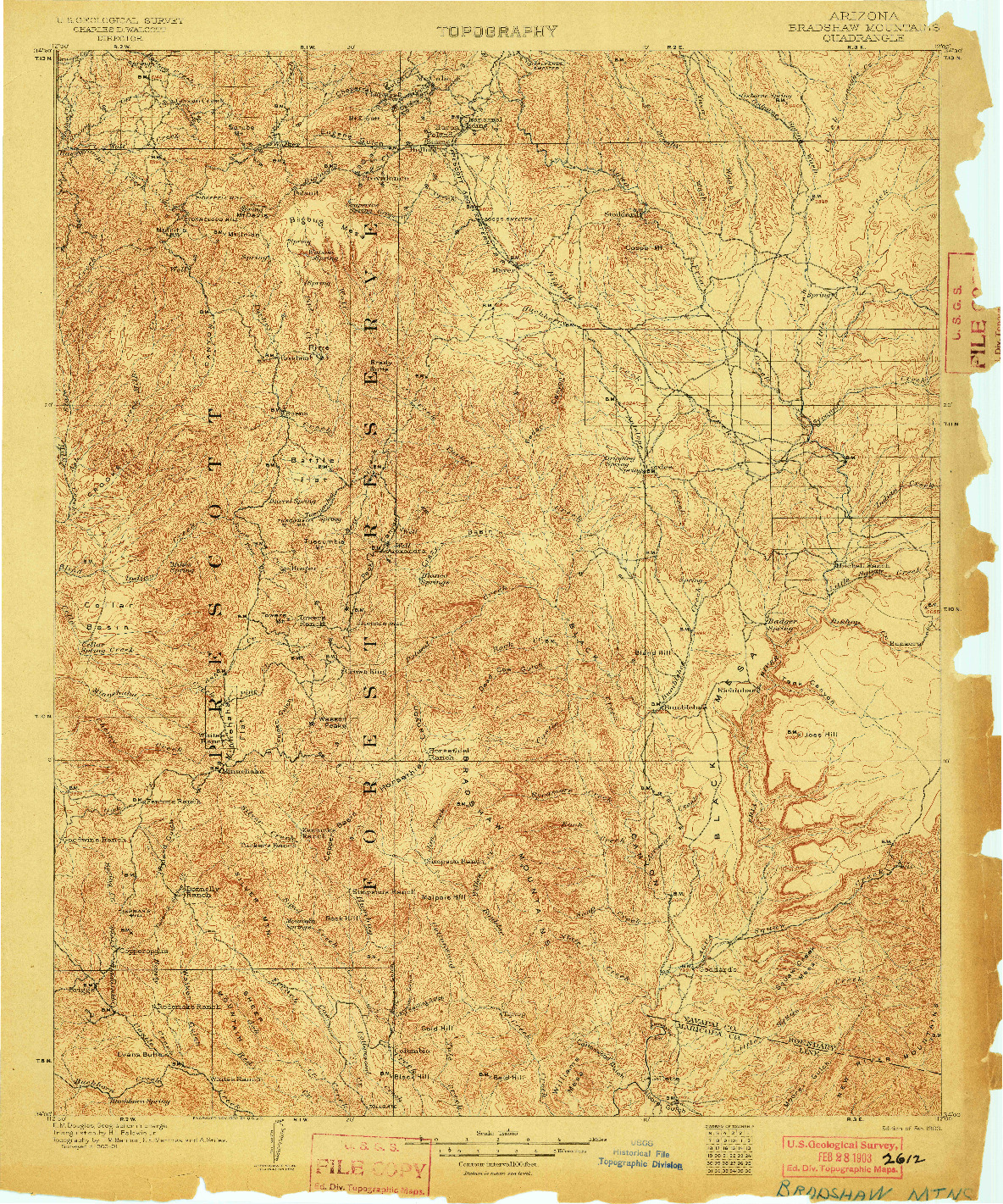 USGS 1:125000-SCALE QUADRANGLE FOR BRADSHAW MOUNTAINS, AZ 1903