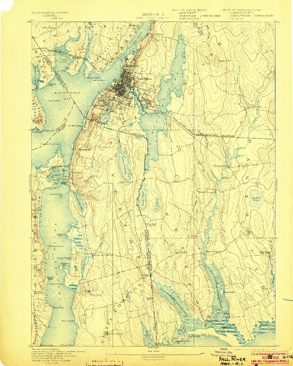 USGS 1:62500-SCALE QUADRANGLE FOR FALL RIVER, MA 1893