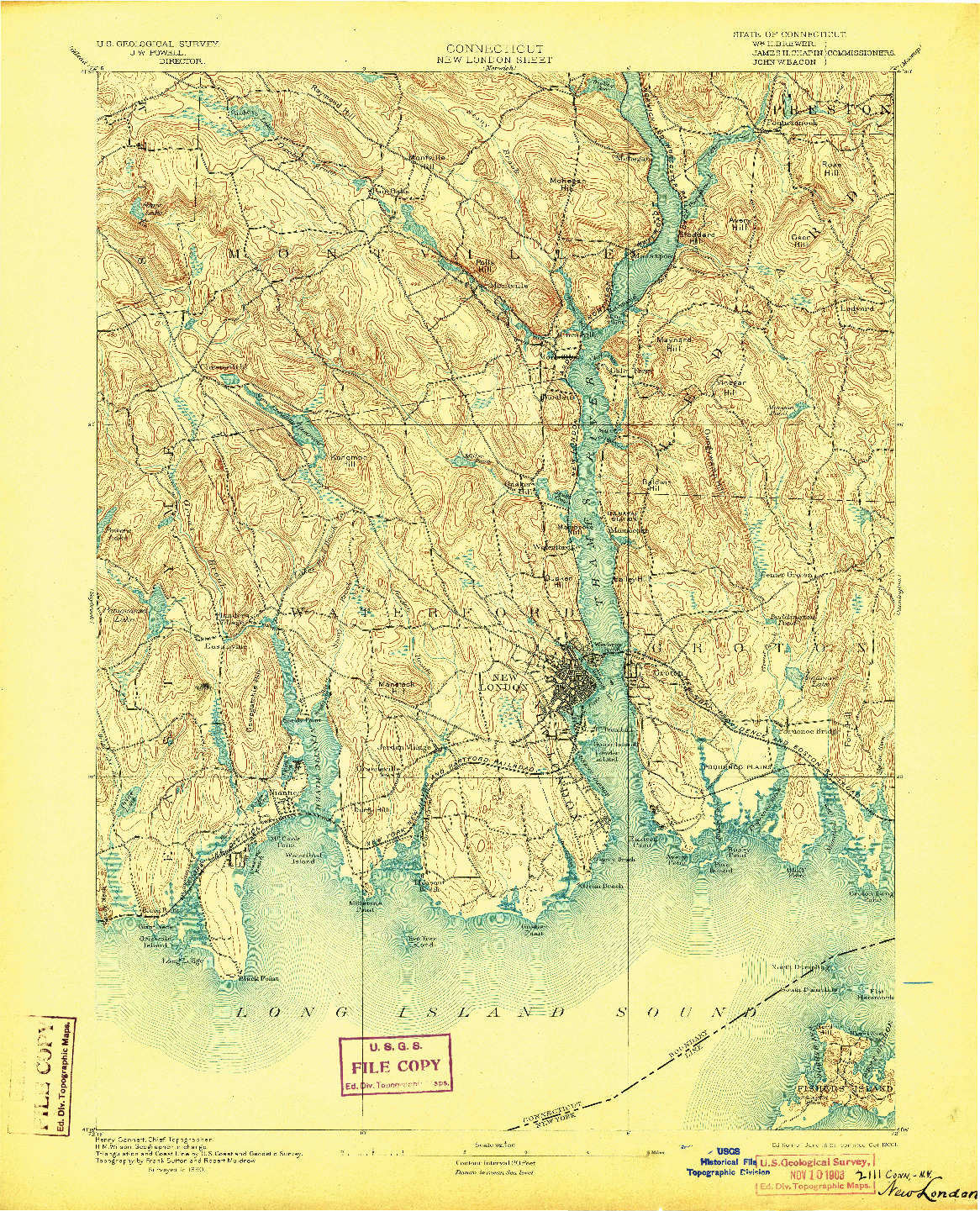 USGS 1:62500-SCALE QUADRANGLE FOR NEW LONDON, CT 1893