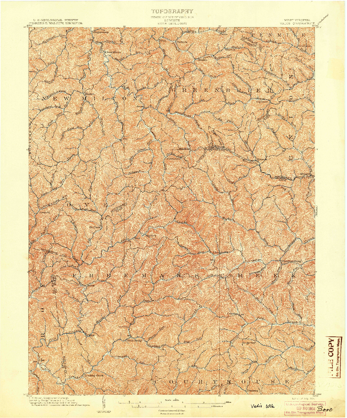 USGS 1:62500-SCALE QUADRANGLE FOR VADIS, WV 1904