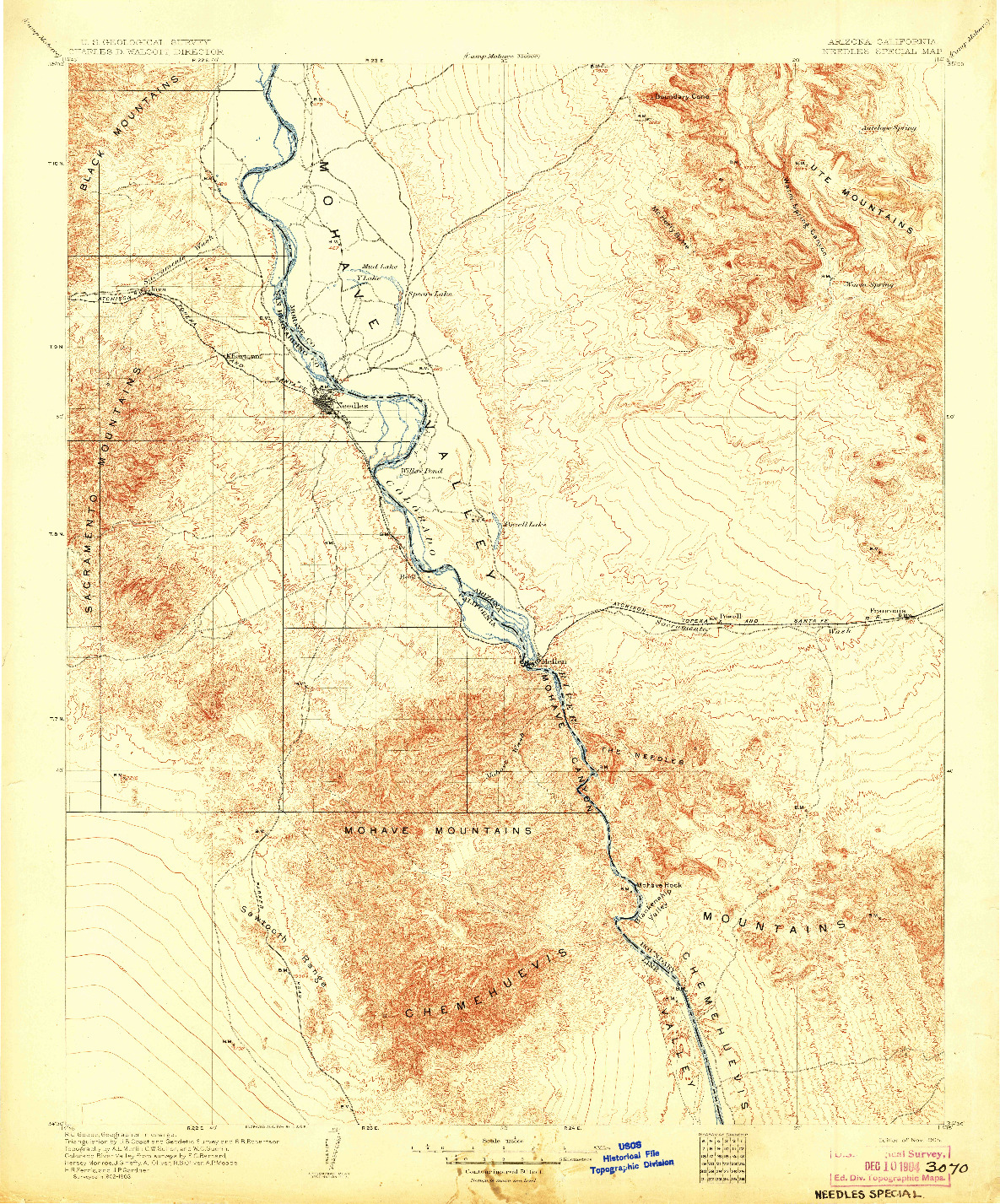 USGS 1:125000-SCALE QUADRANGLE FOR NEEDLES SPECIAL, AZ 1904