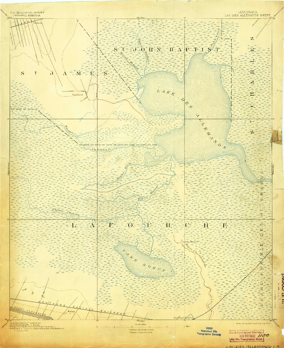 USGS 1:62500-SCALE QUADRANGLE FOR LAC DES ALLEMANDS, LA 1892