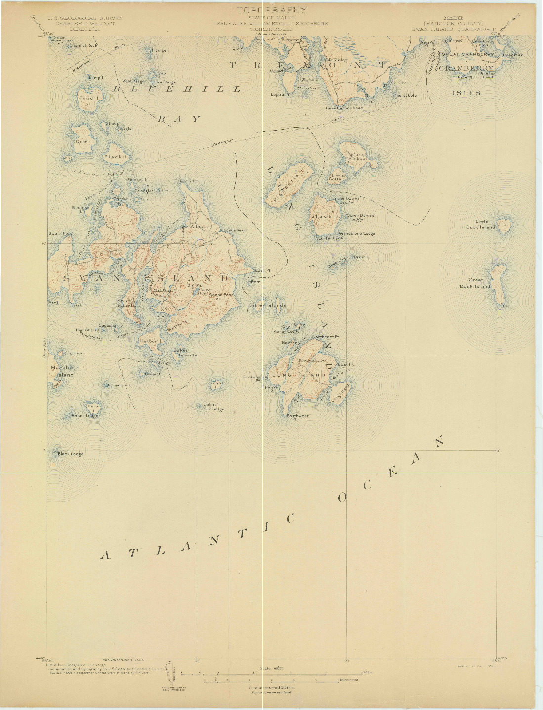 USGS 1:62500-SCALE QUADRANGLE FOR SWAN ISLAND, ME 1904