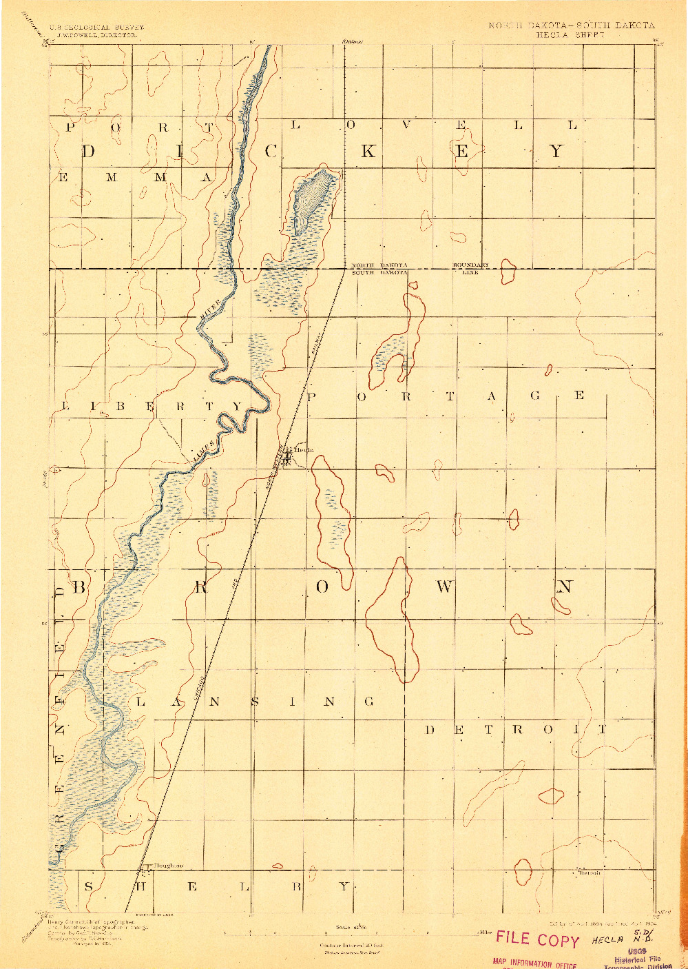 USGS 1:62500-SCALE QUADRANGLE FOR HECLA, ND 1894