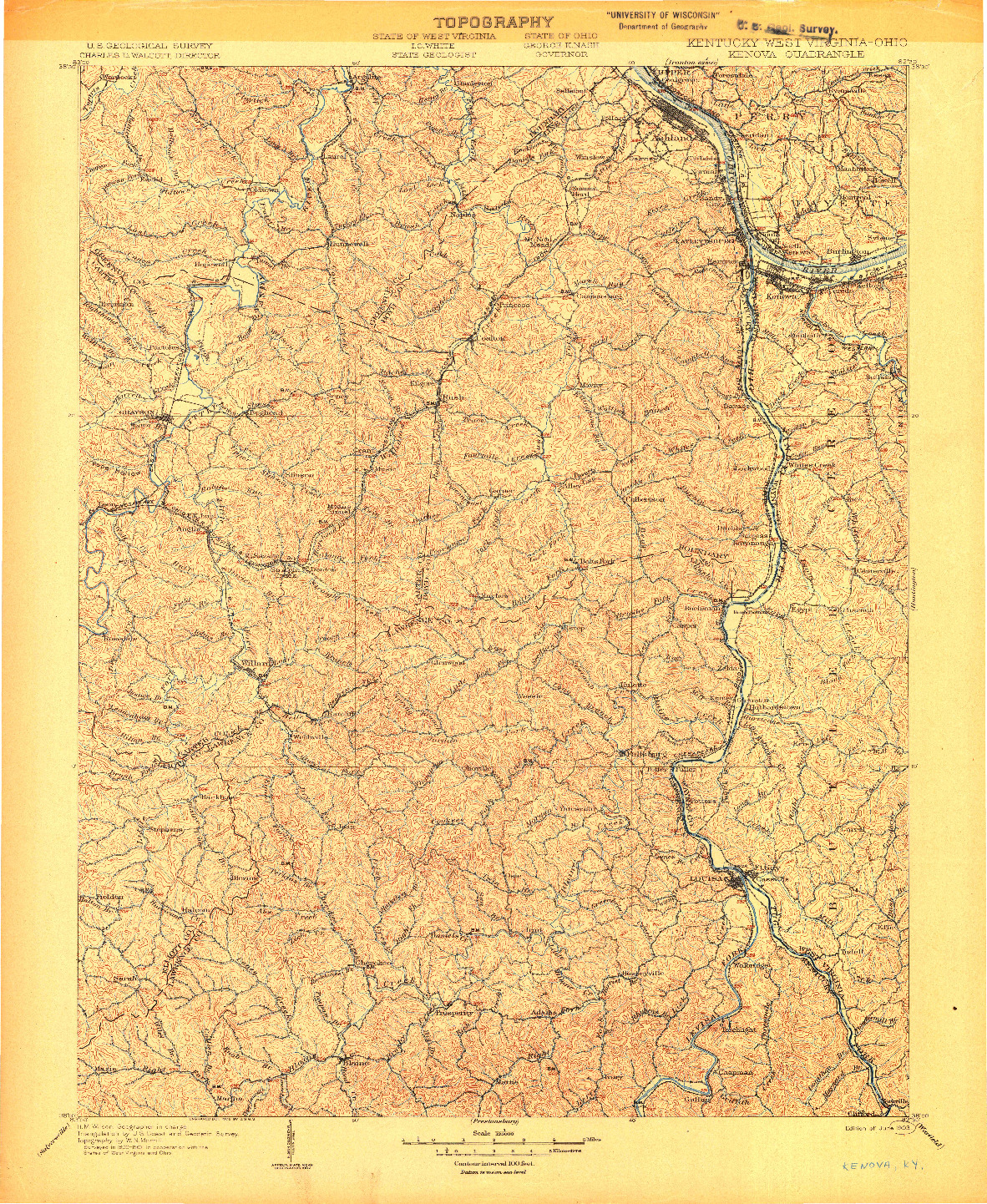 USGS 1:125000-SCALE QUADRANGLE FOR KENOVA, KY 1904