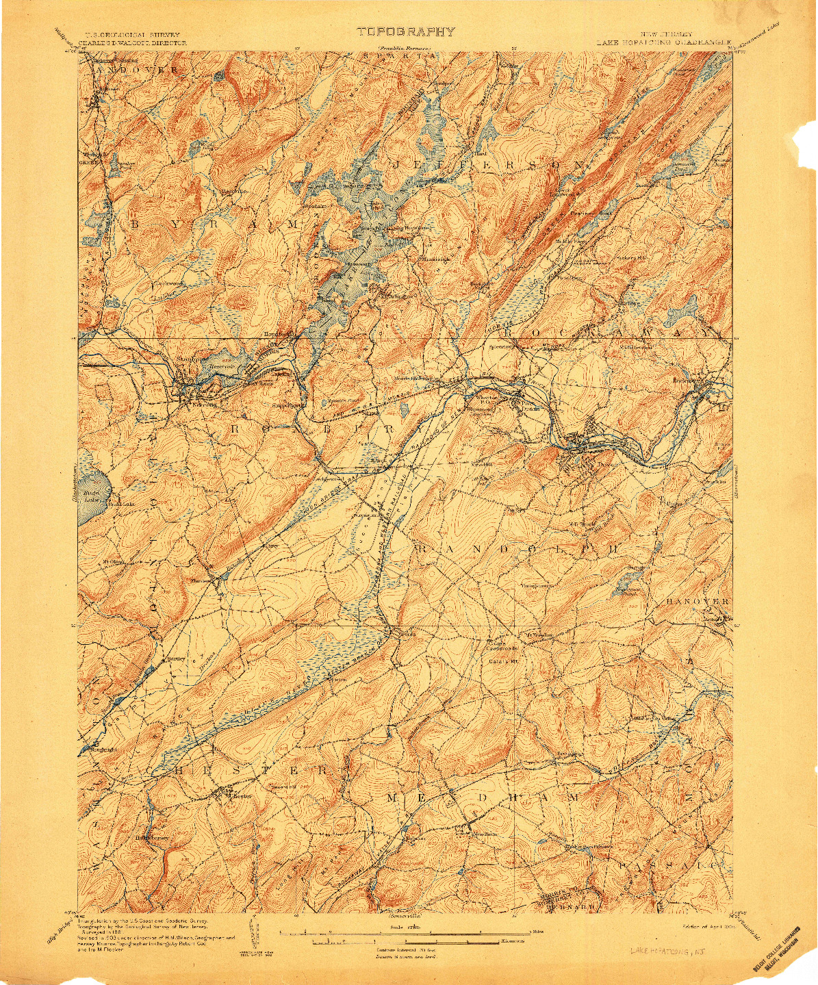 USGS 1:62500-SCALE QUADRANGLE FOR LAKE HOPATCONG, NJ 1905