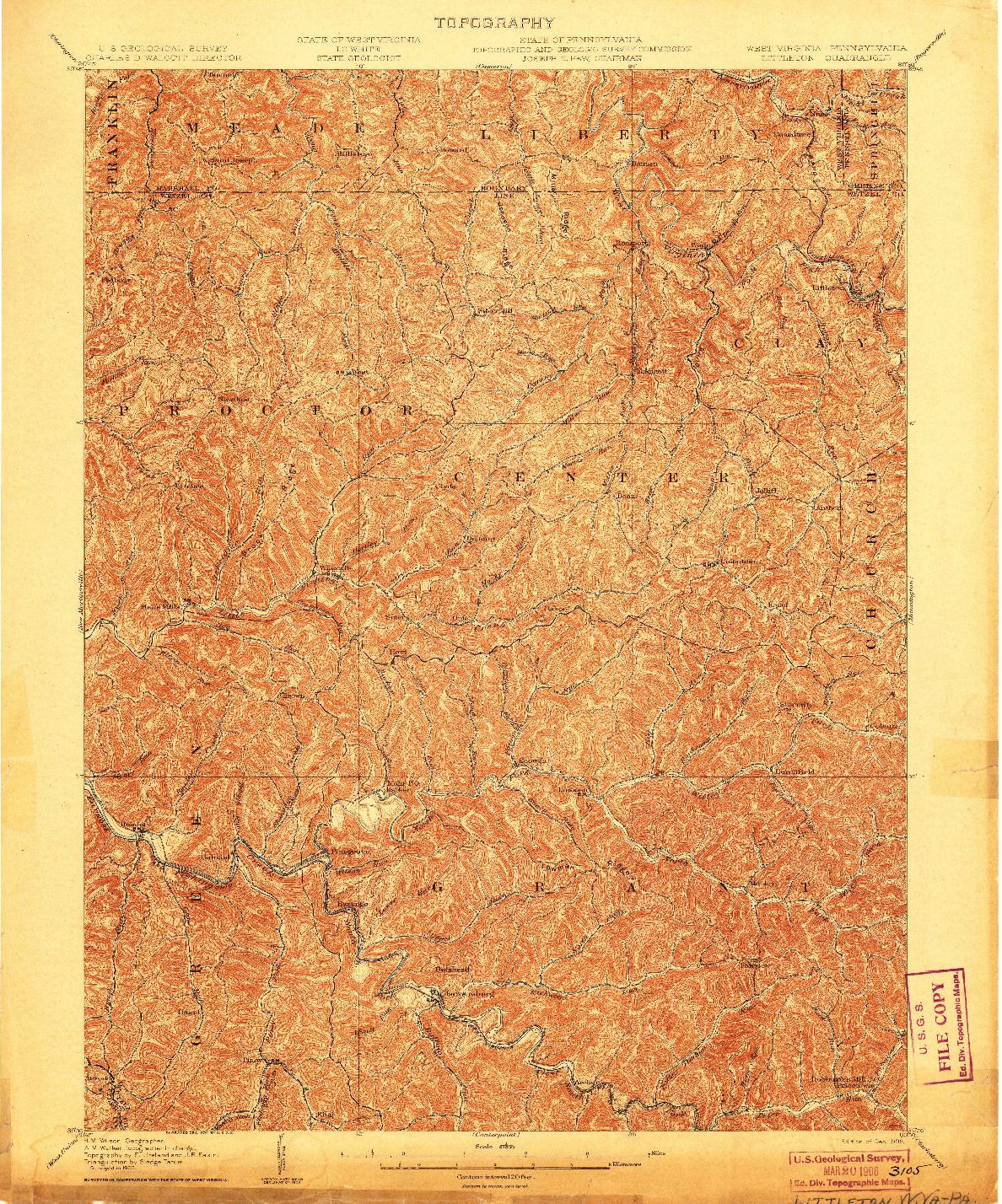 USGS 1:62500-SCALE QUADRANGLE FOR LITTLETON, WV 1905