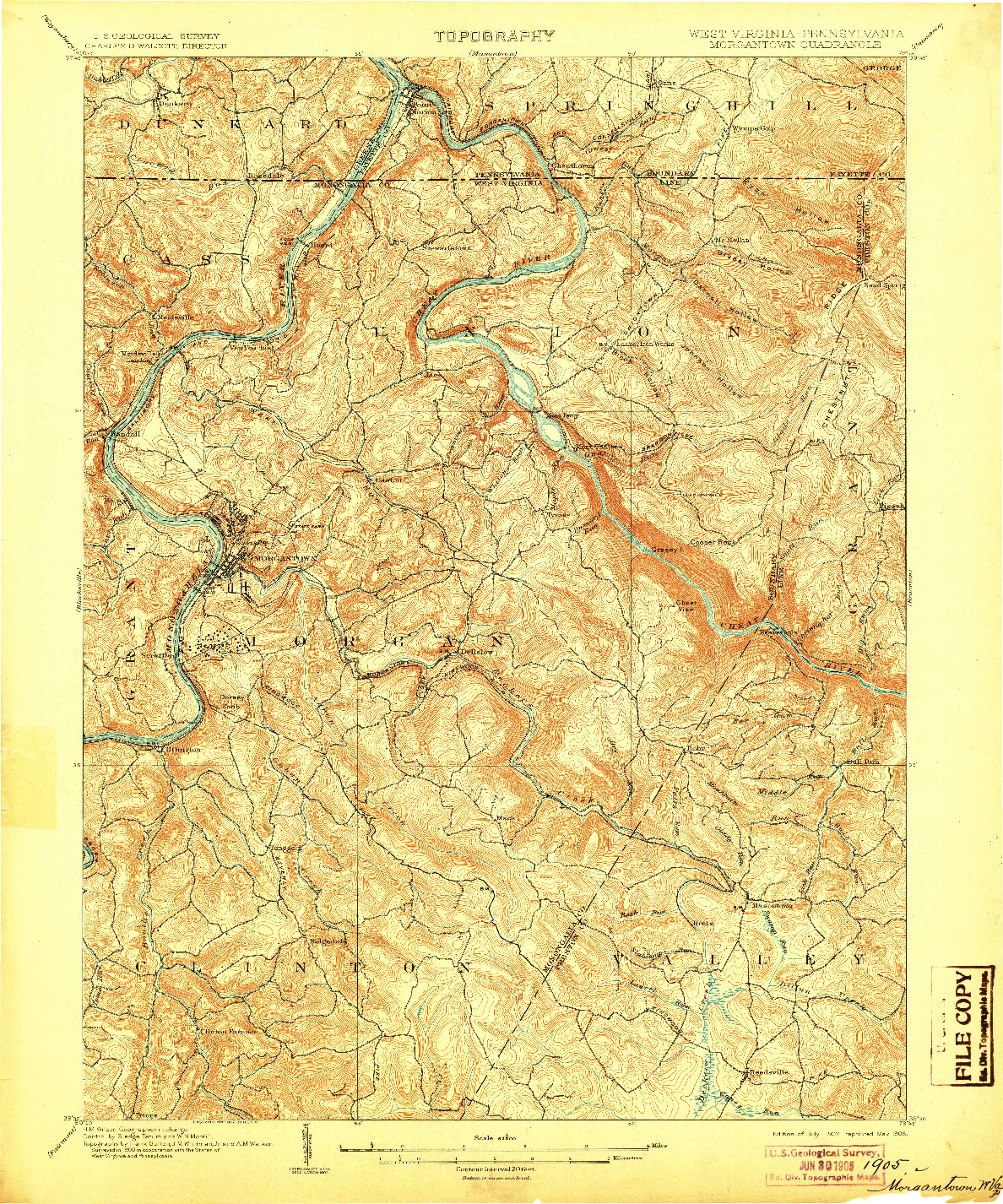 USGS 1:62500-SCALE QUADRANGLE FOR MORGANTOWN, WV 1902