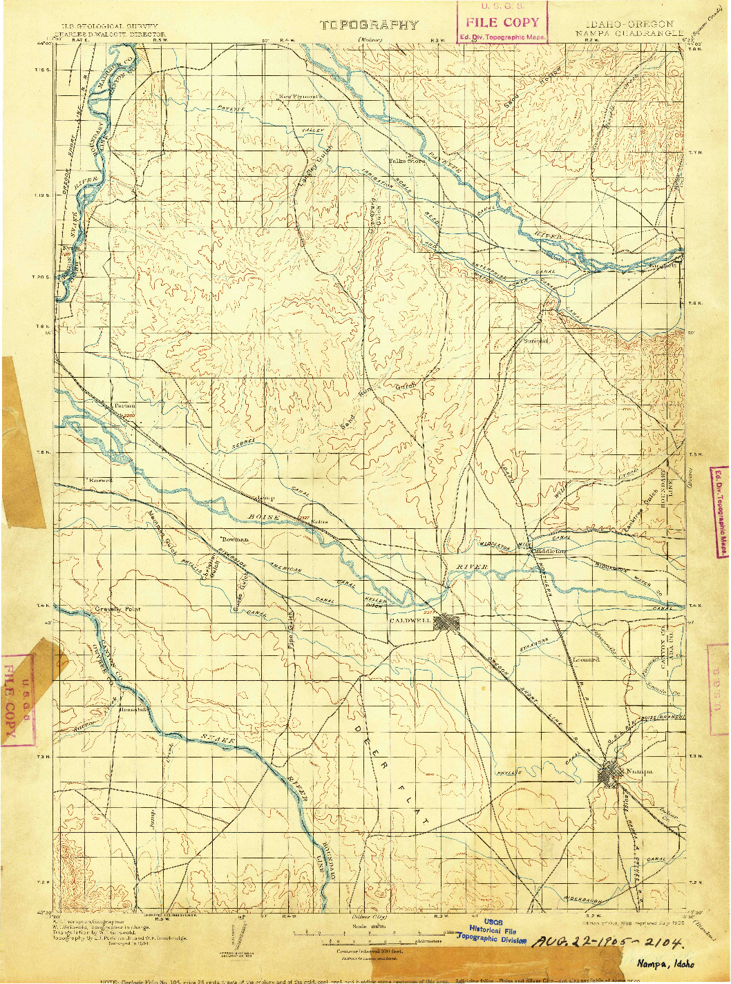 USGS 1:125000-SCALE QUADRANGLE FOR NAMPA, ID 1898