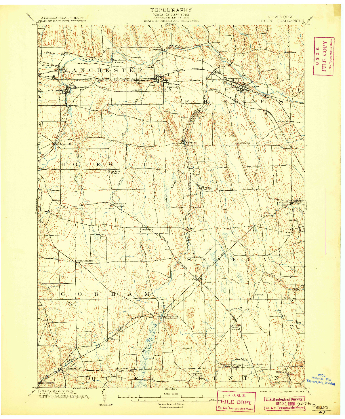 USGS 1:62500-SCALE QUADRANGLE FOR PHELPS, NY 1902