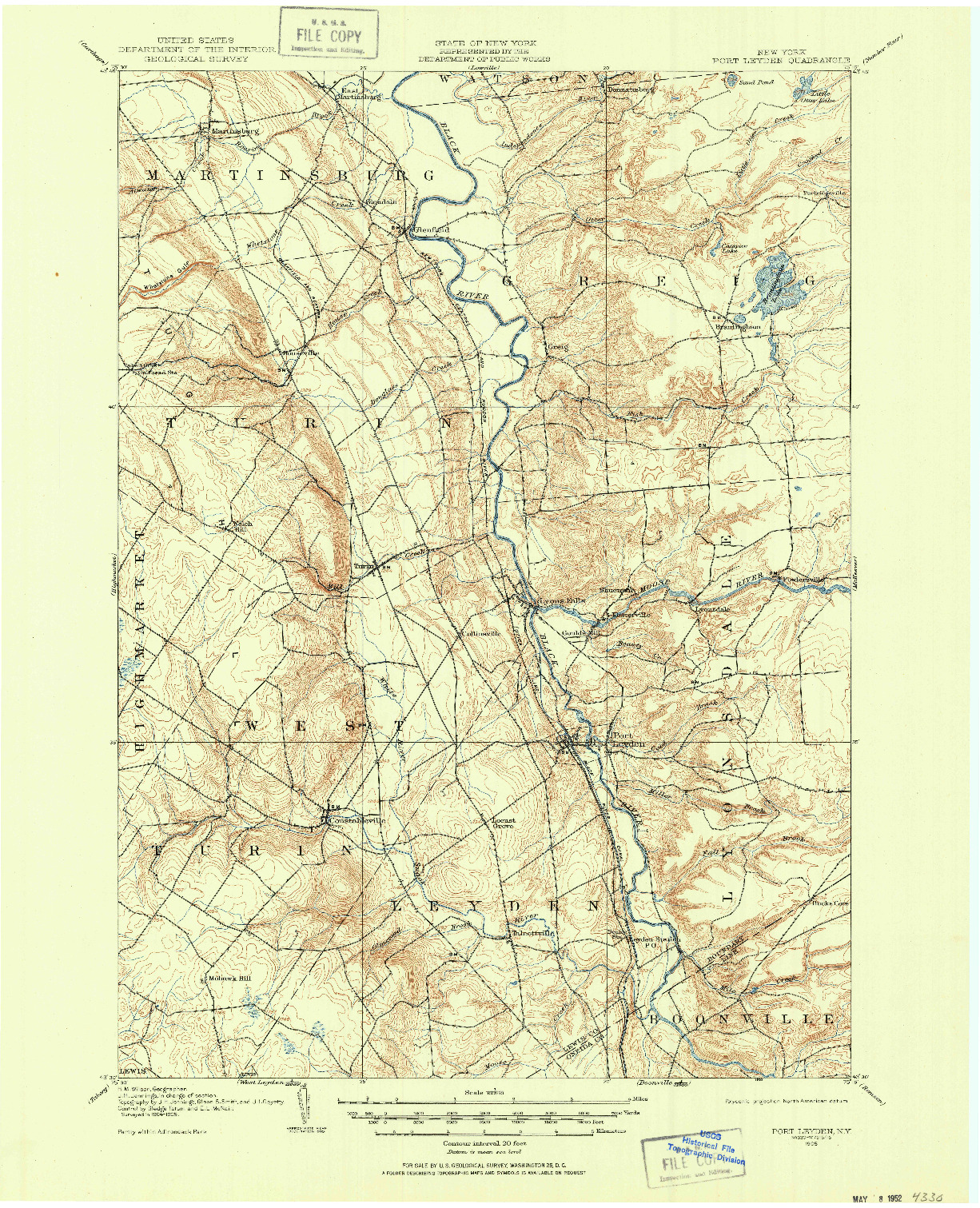 USGS 1:62500-SCALE QUADRANGLE FOR PORT LEYDEN, NY 1905