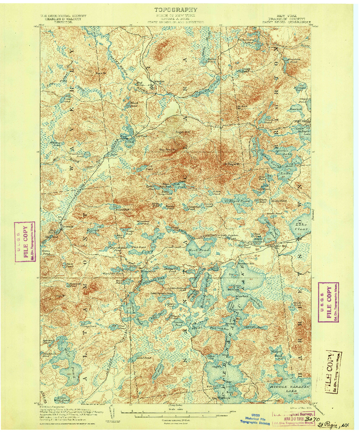 USGS 1:62500-SCALE QUADRANGLE FOR SAINT REGIS, NY 1905