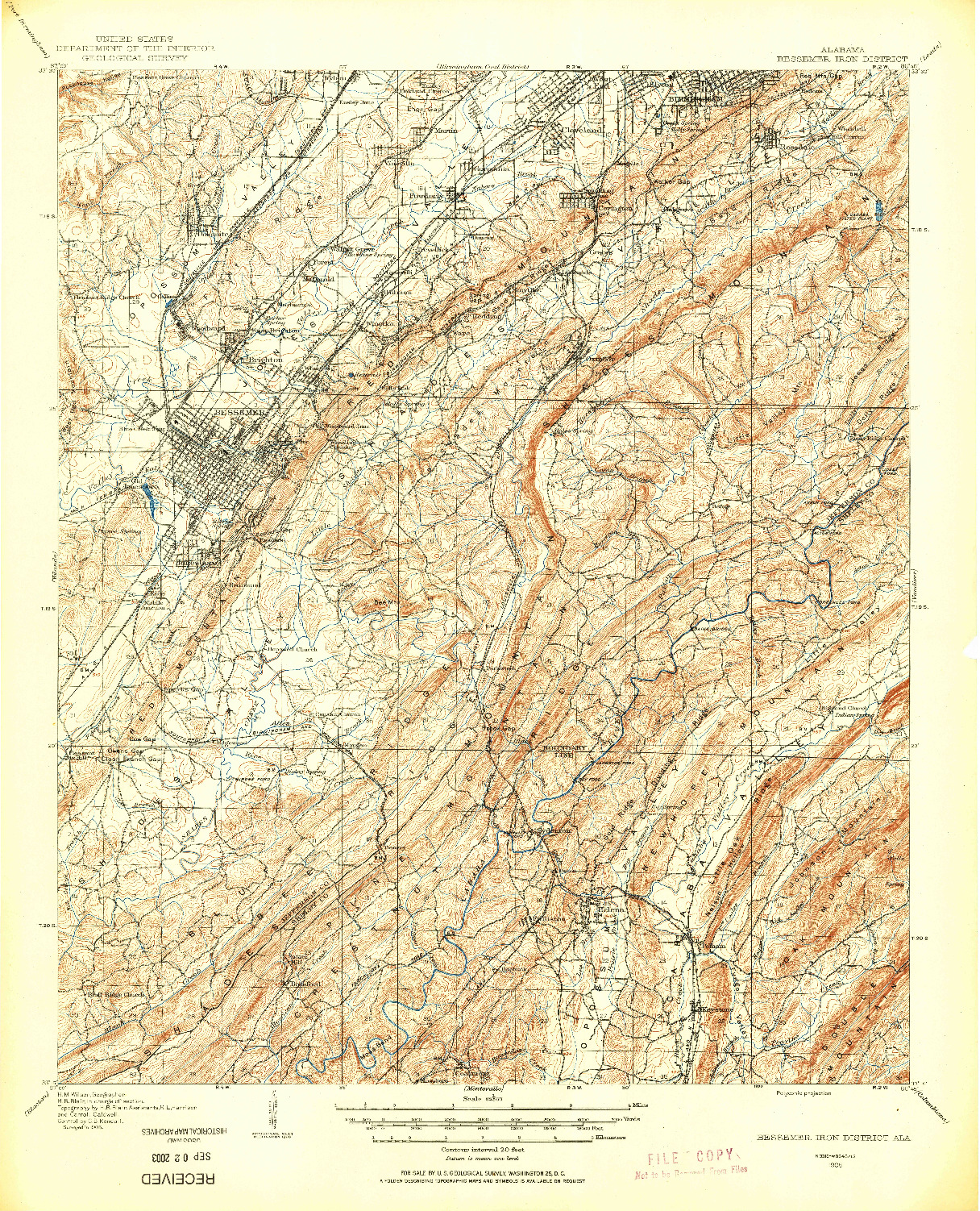 USGS 1:62500-SCALE QUADRANGLE FOR BESSEMER IRON DISTRICT, AL 1905
