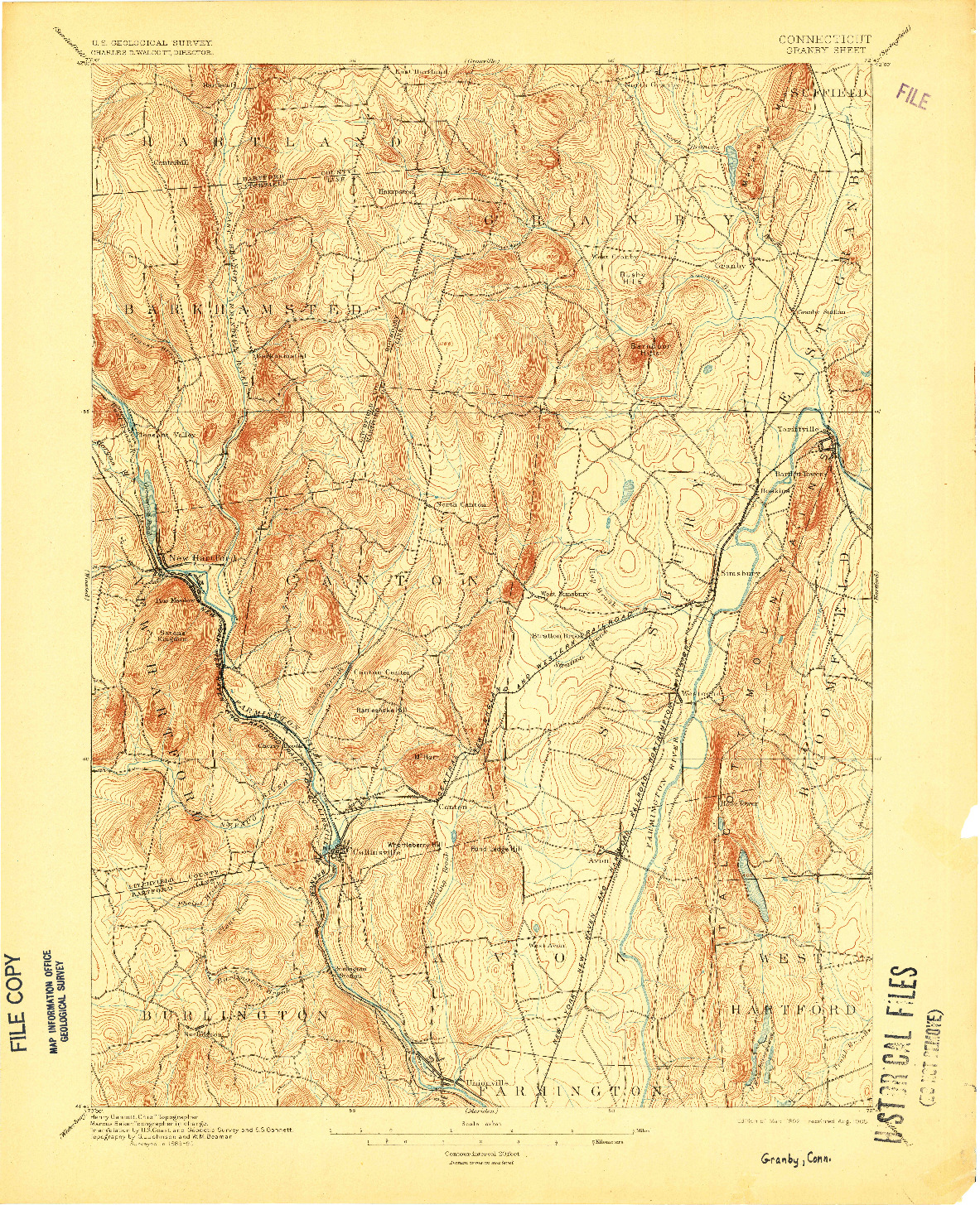 USGS 1:62500-SCALE QUADRANGLE FOR GRANBY, CT 1892