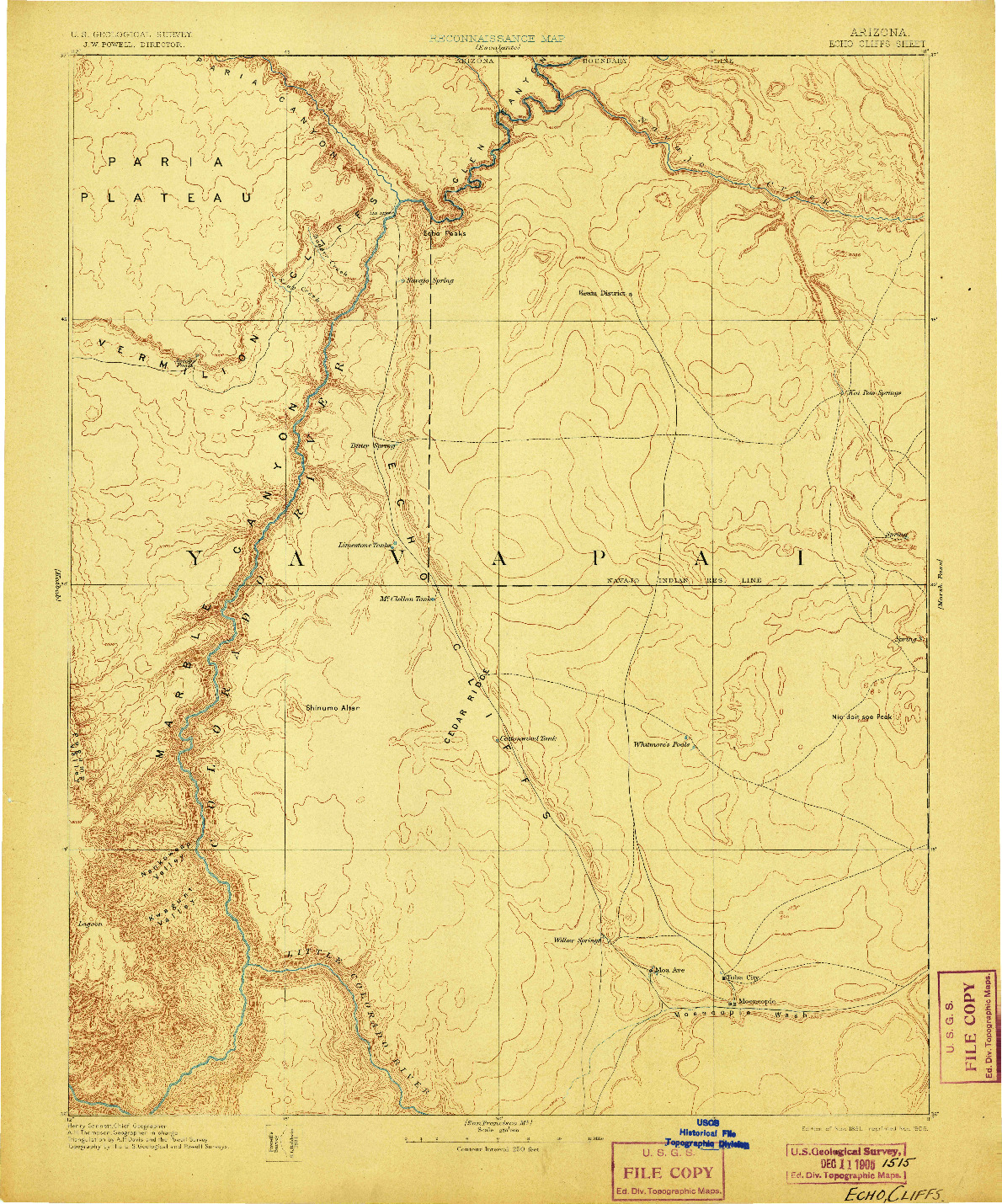 USGS 1:250000-SCALE QUADRANGLE FOR ECHO CLIFFS, AZ 1891
