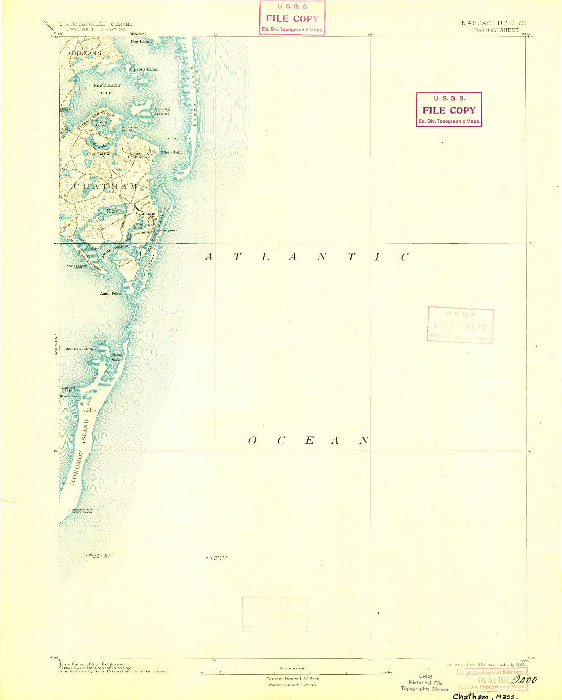 USGS 1:62500-SCALE QUADRANGLE FOR CHATHAM, MA 1893