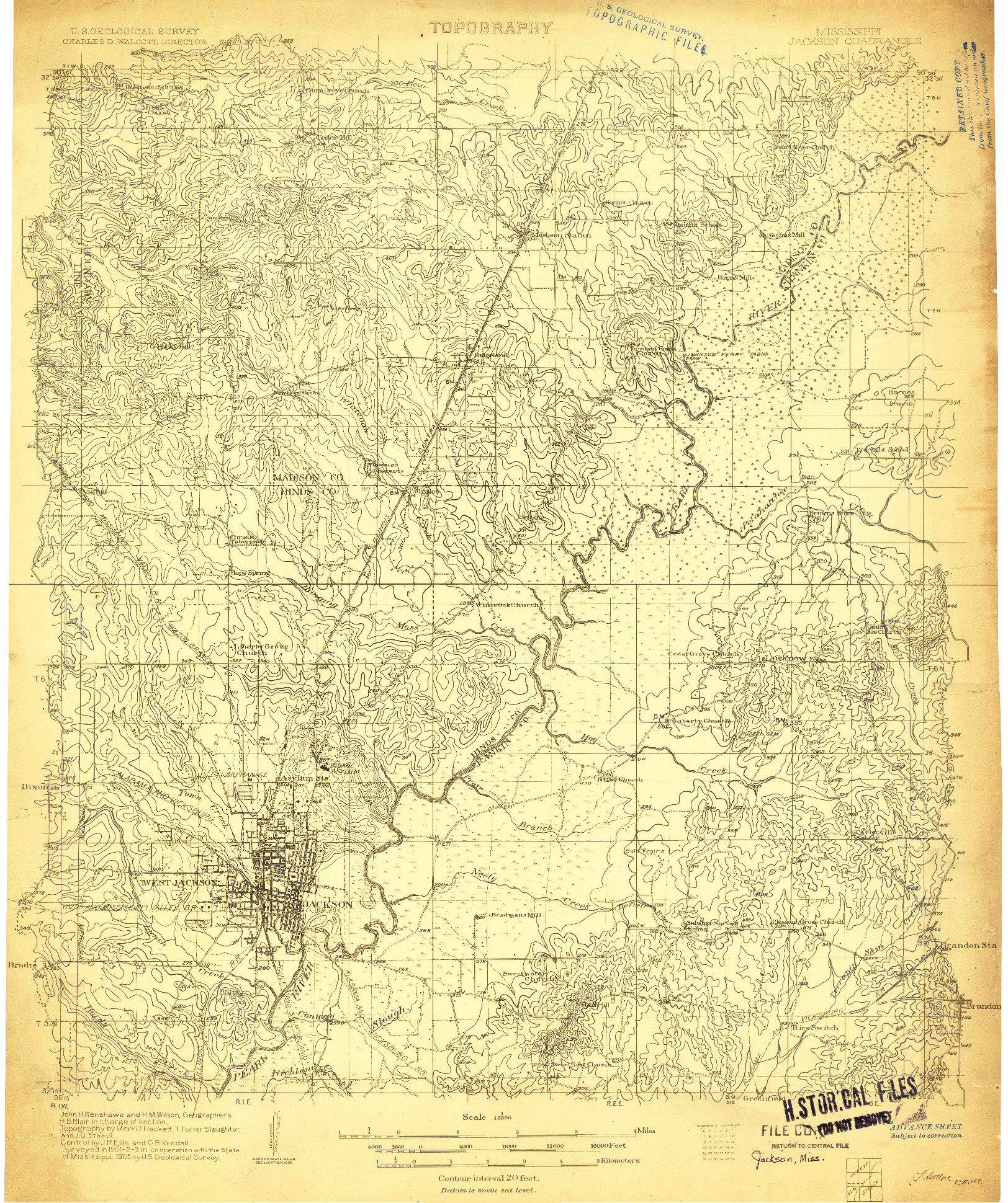 USGS 1:48000-SCALE QUADRANGLE FOR JACKSON, MS 1905