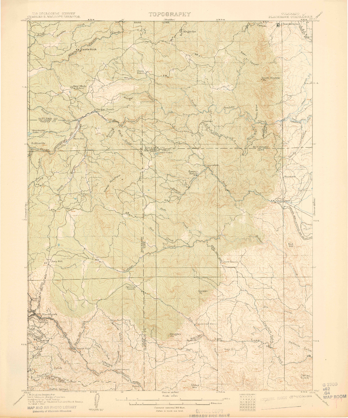 USGS 1:62500-SCALE QUADRANGLE FOR BLACKHAWK, CO 1906