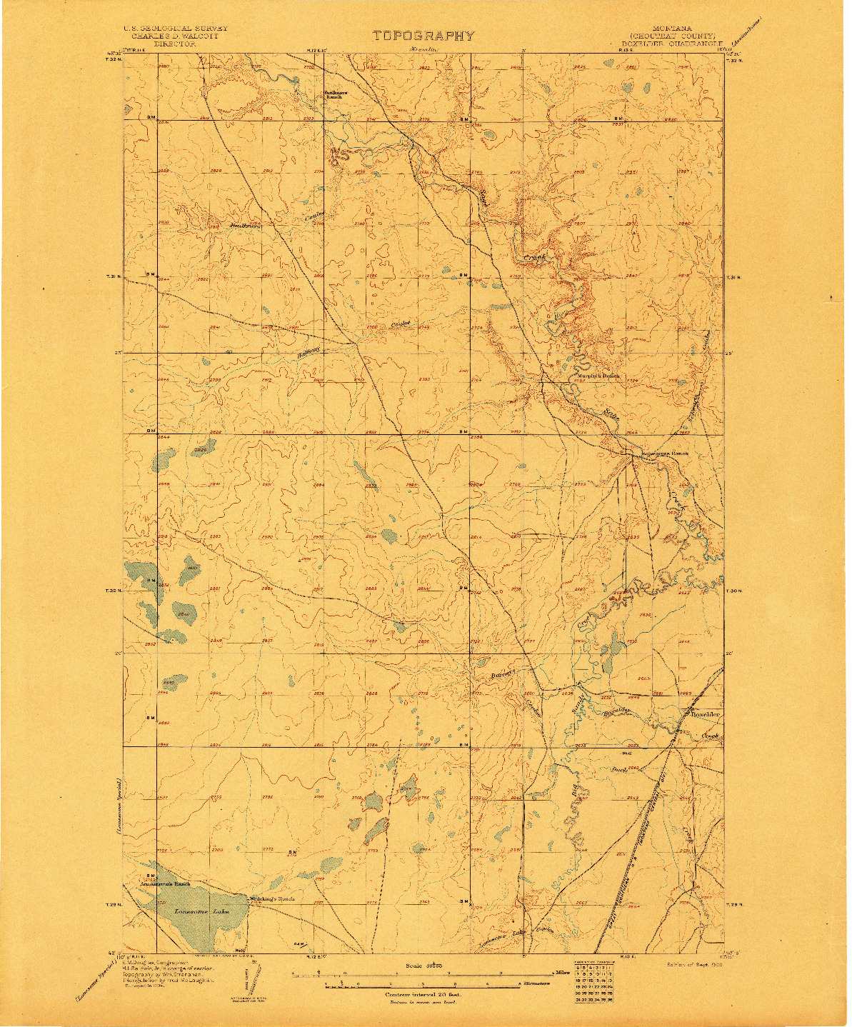 USGS 1:62500-SCALE QUADRANGLE FOR BOXELDER, MT 1906