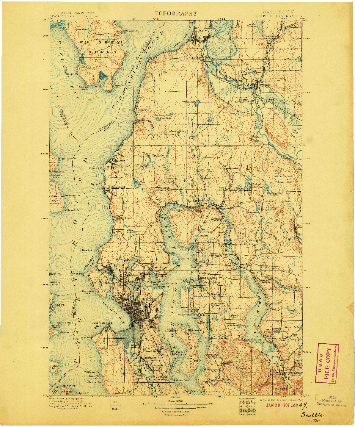 USGS 1:125000-SCALE QUADRANGLE FOR SEATTLE, WA 1897