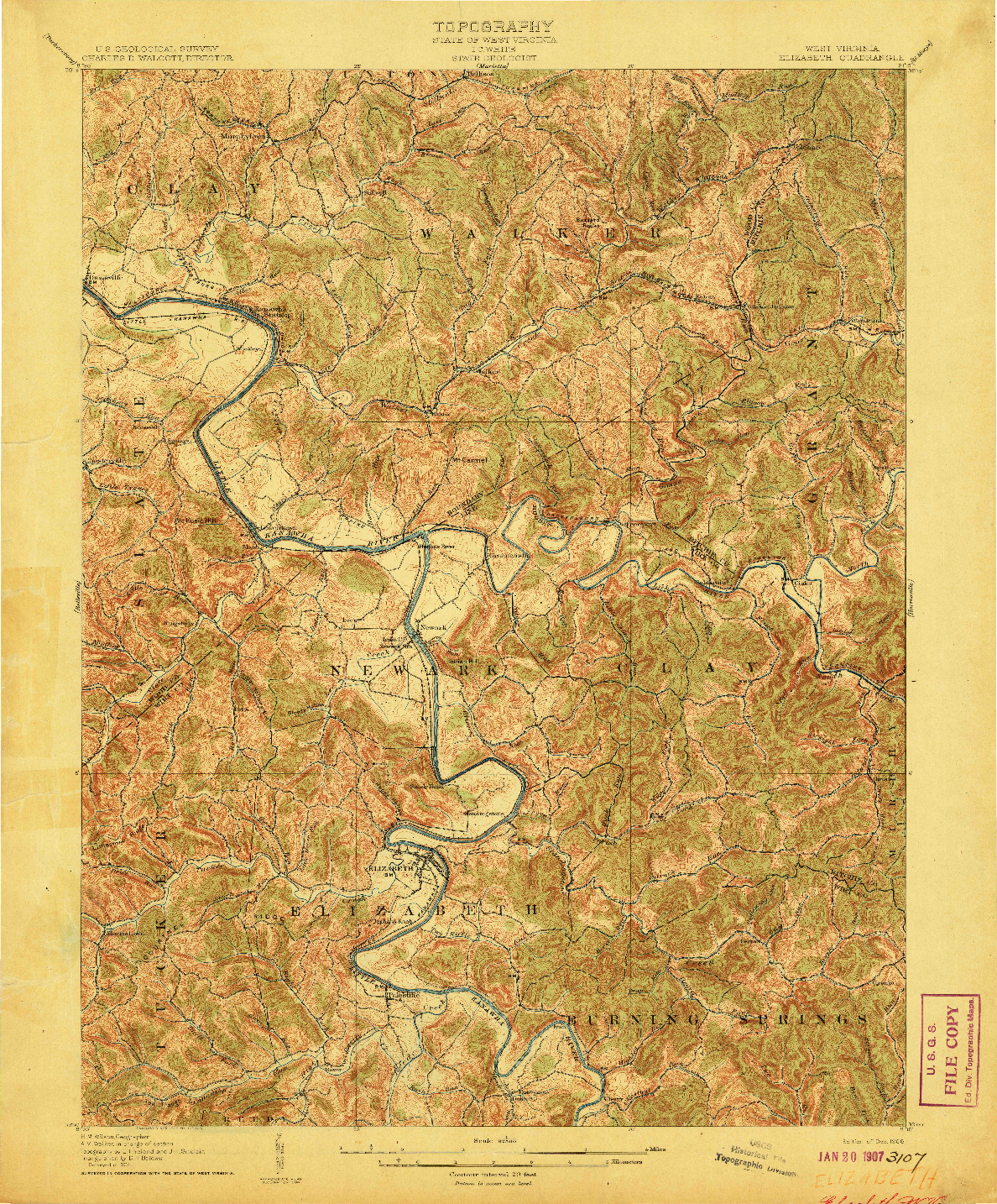 USGS 1:62500-SCALE QUADRANGLE FOR ELIZABETH, WV 1906
