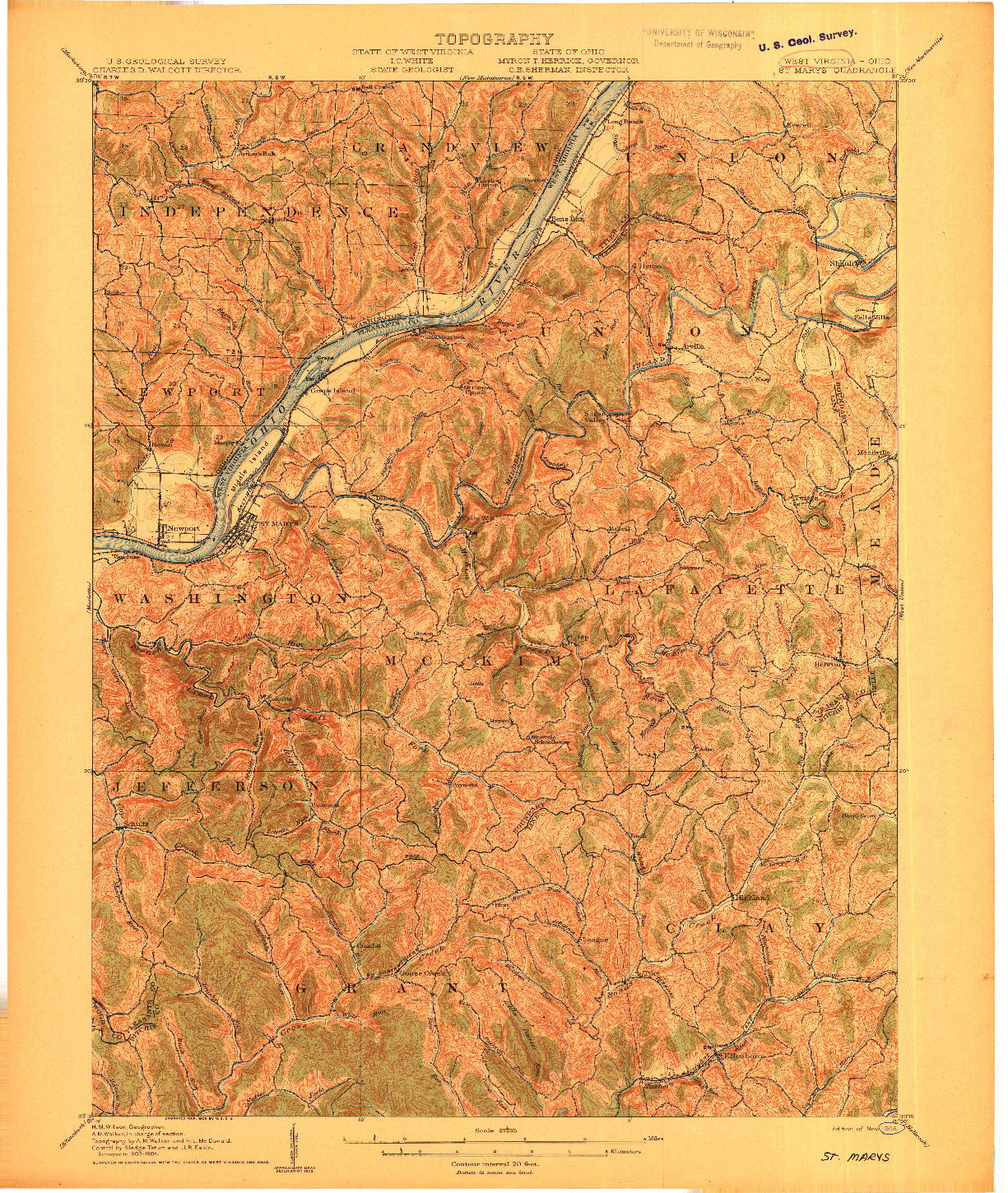 USGS 1:62500-SCALE QUADRANGLE FOR SAINT MARYS, WV 1906
