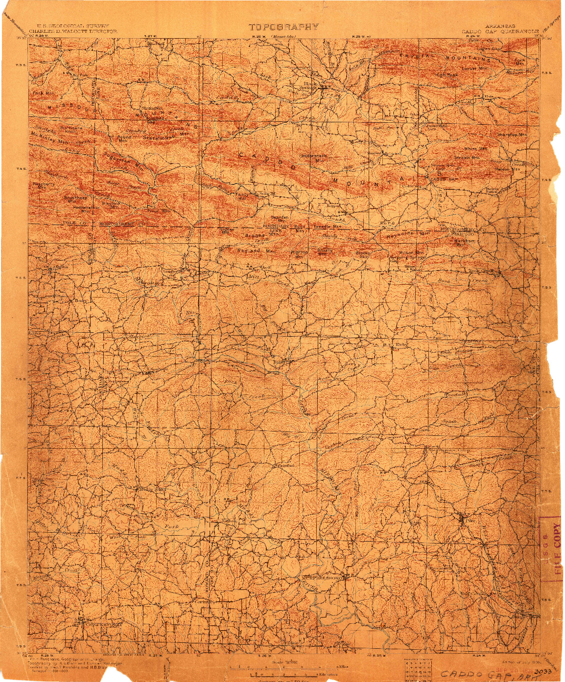 USGS 1:125000-SCALE QUADRANGLE FOR CADDO GAP, AR 1906