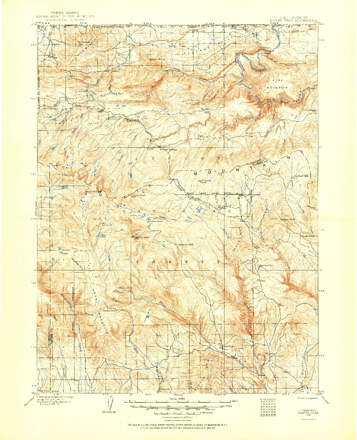 USGS 1:125000-SCALE QUADRANGLE FOR MARSH PEAK, UT 1906